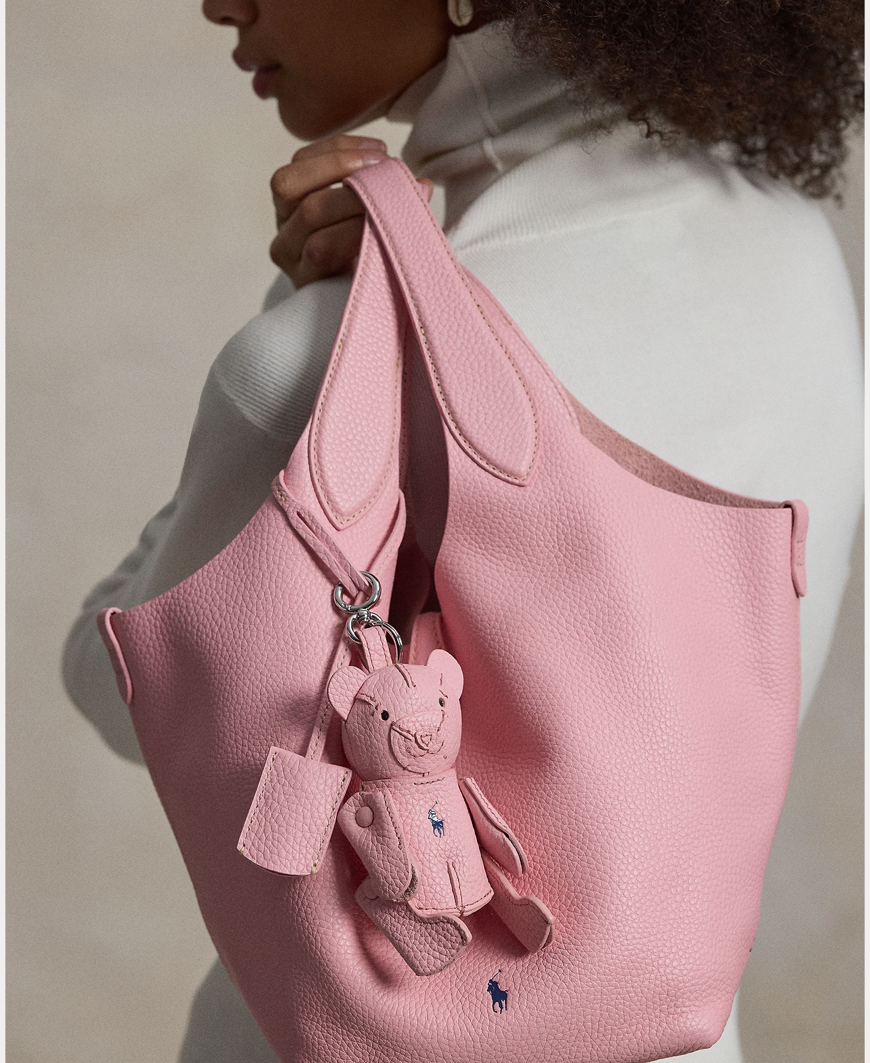 Charm Polo Bear de piel para bolso - Polo Ralph Lauren - Rosa claro Rosa claro-4