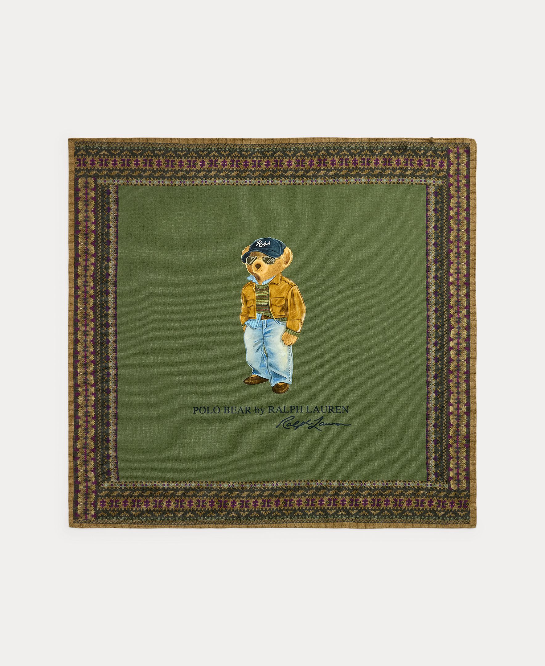 Imagen 0 de Pañuelo de lana y seda con Polo Bear Verde