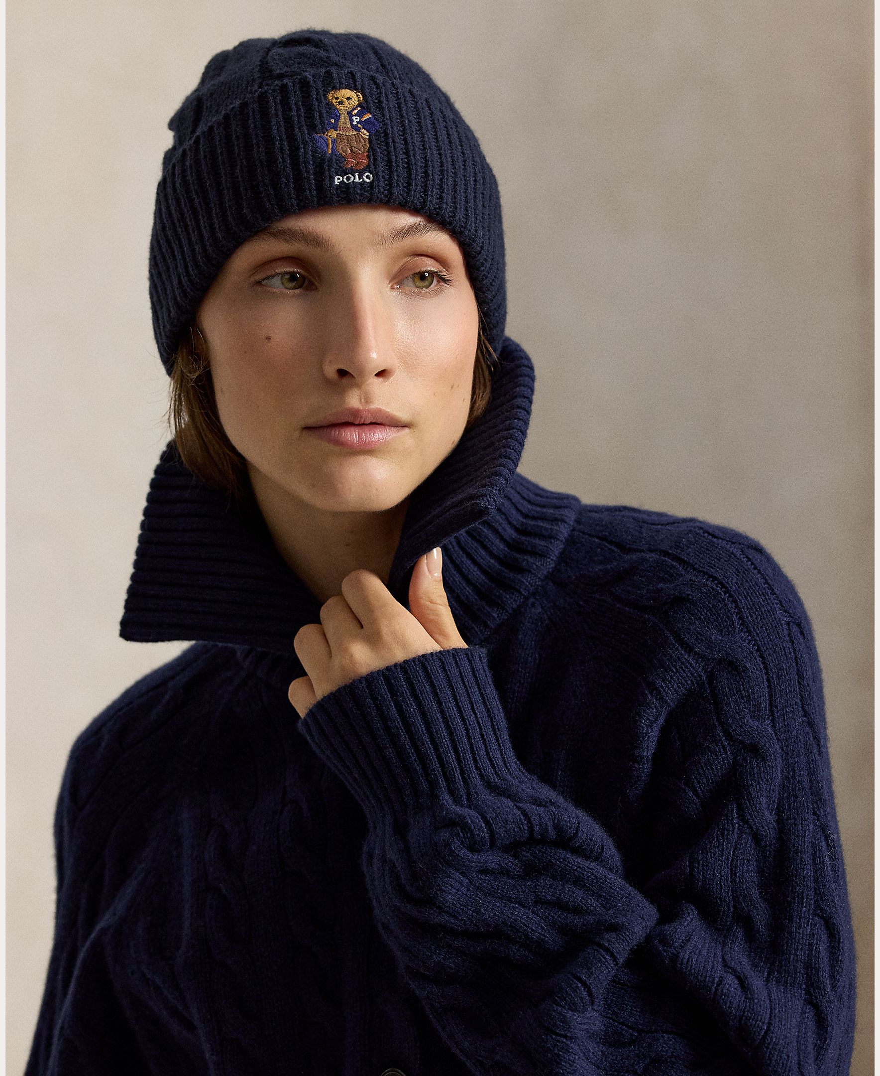 Gorro de mujer de lana con Polo Bear - Polo Ralph Lauren - Azul marino Azul marino-3