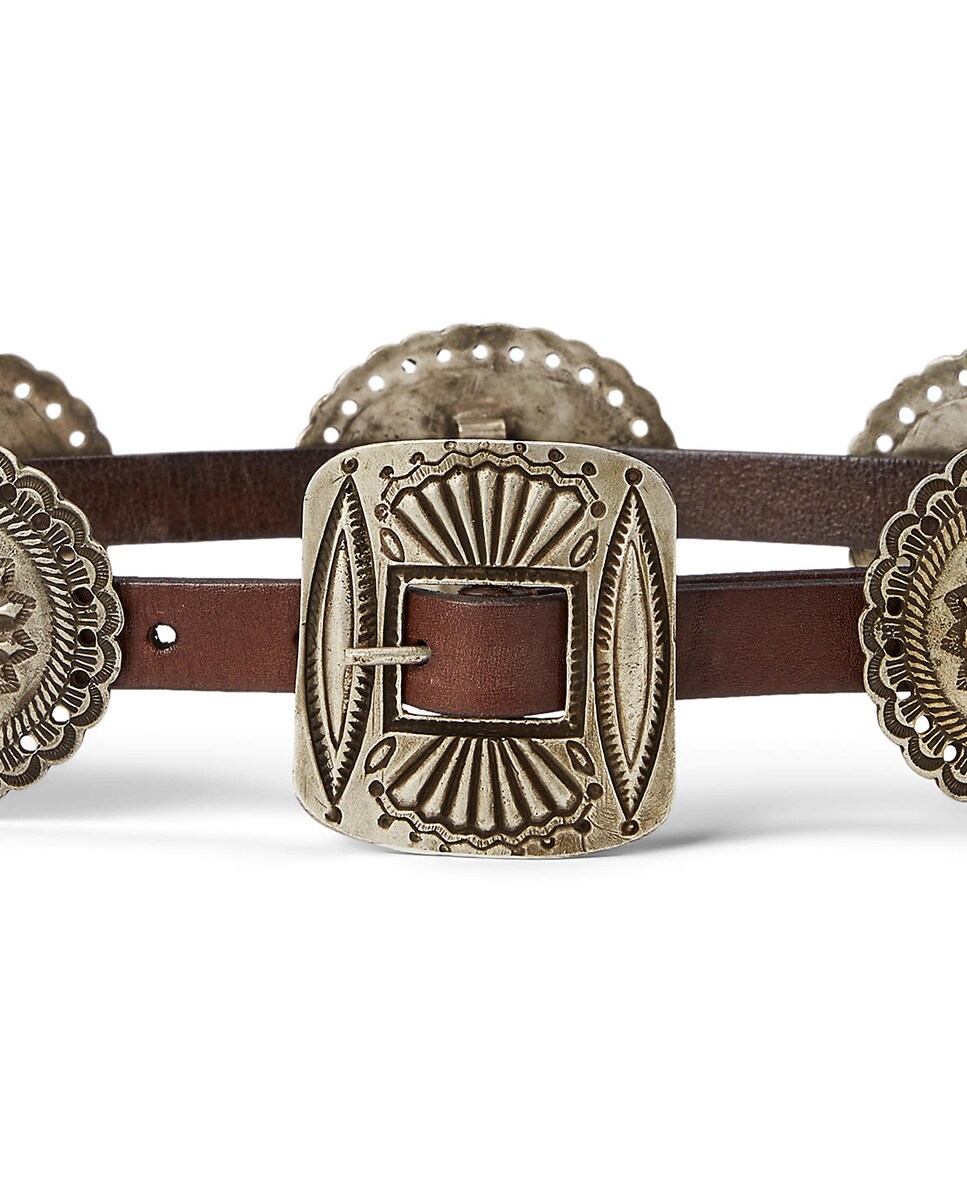 Cinto em Pele Inspirado no Oeste Americano Castanho-2