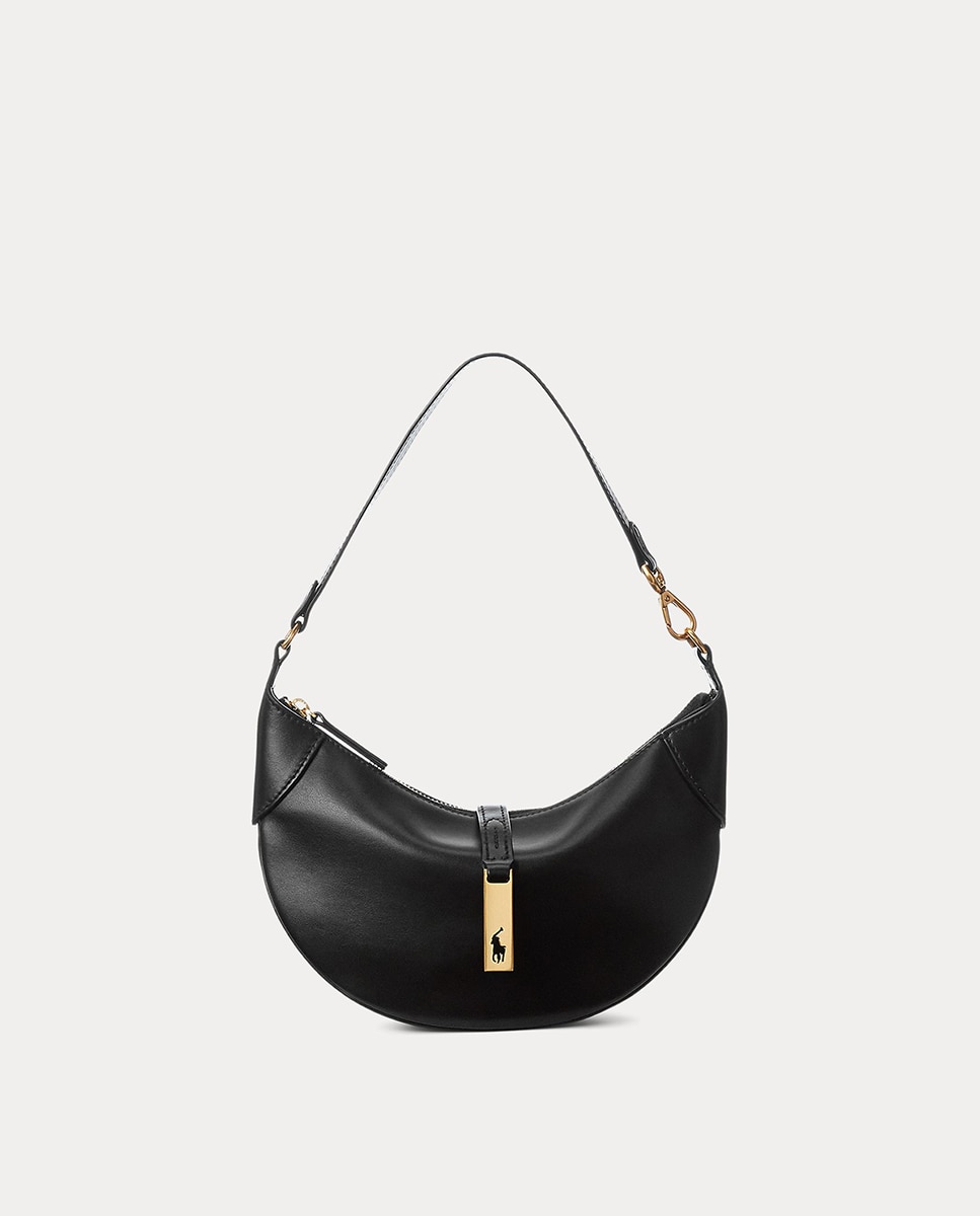 Mala Mini-Shoulder Polo ID Mini em Pele Preto-1