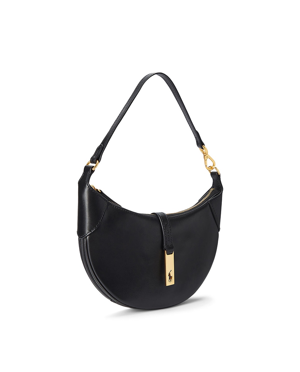 Mala Mini-Shoulder Polo ID Mini em Pele Preto-4