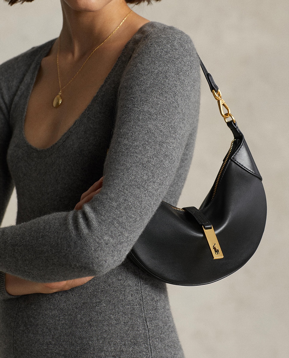 Mala Mini-Shoulder Polo ID Mini em Pele Preto-11