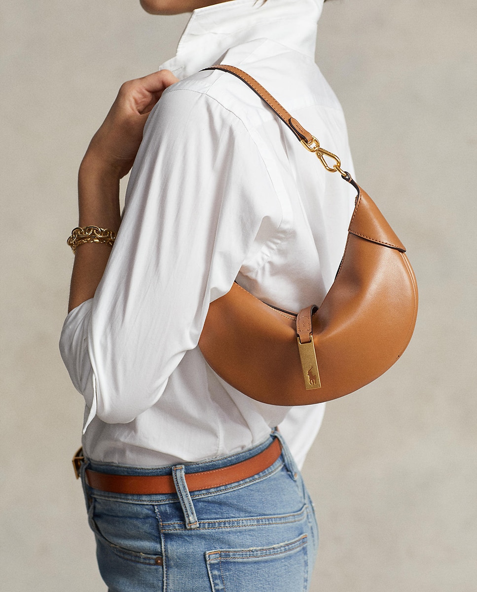 Mala Mini-Shoulder Polo ID Mini em Pele Castanho-7