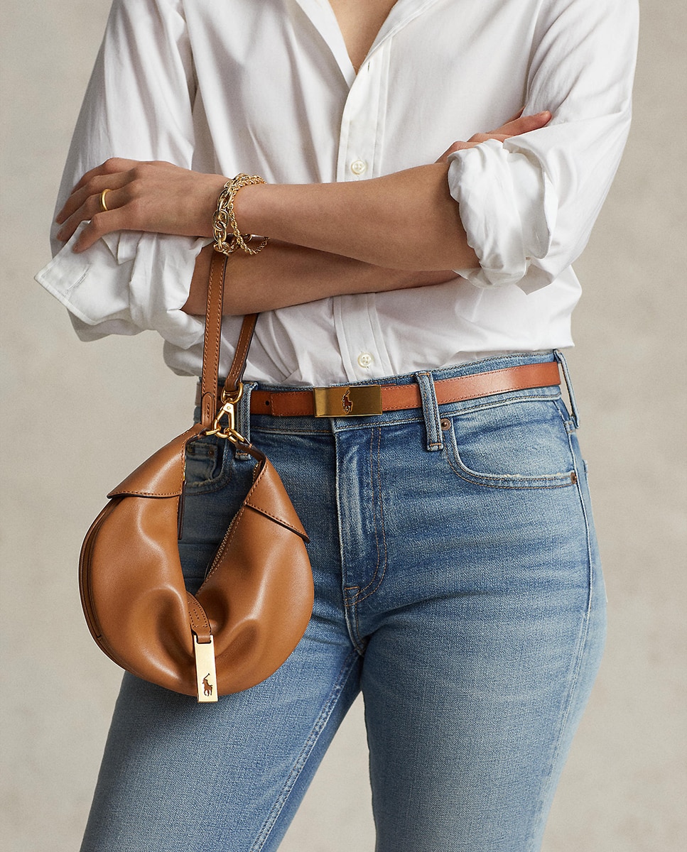 Mala Mini-Shoulder Polo ID Mini em Pele Castanho-8