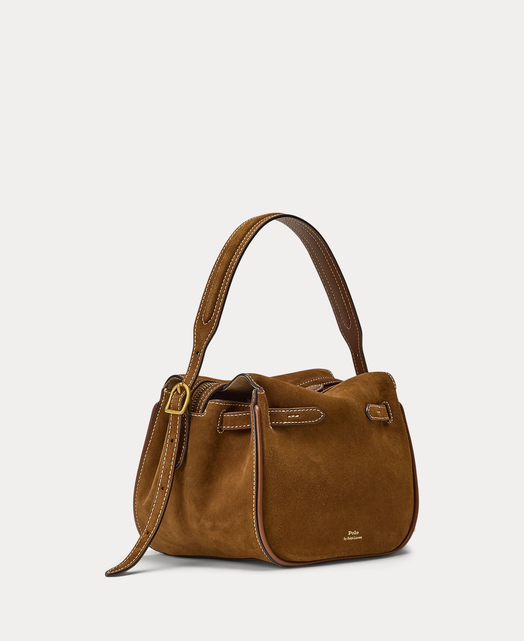 Mala de Mão Satchel Mini em Camurça Castanho-2