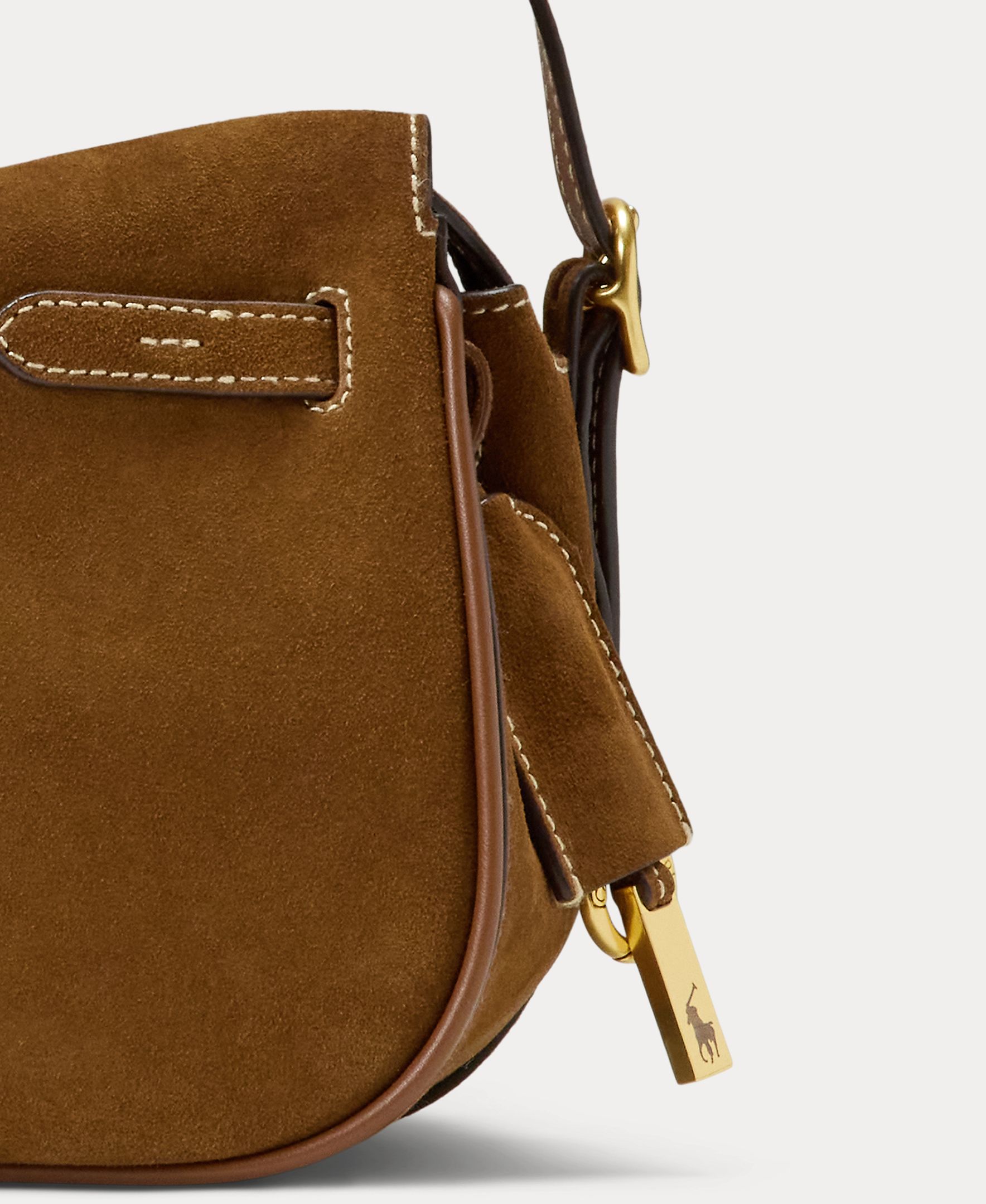 Mala de Mão Satchel Mini em Camurça Castanho-4