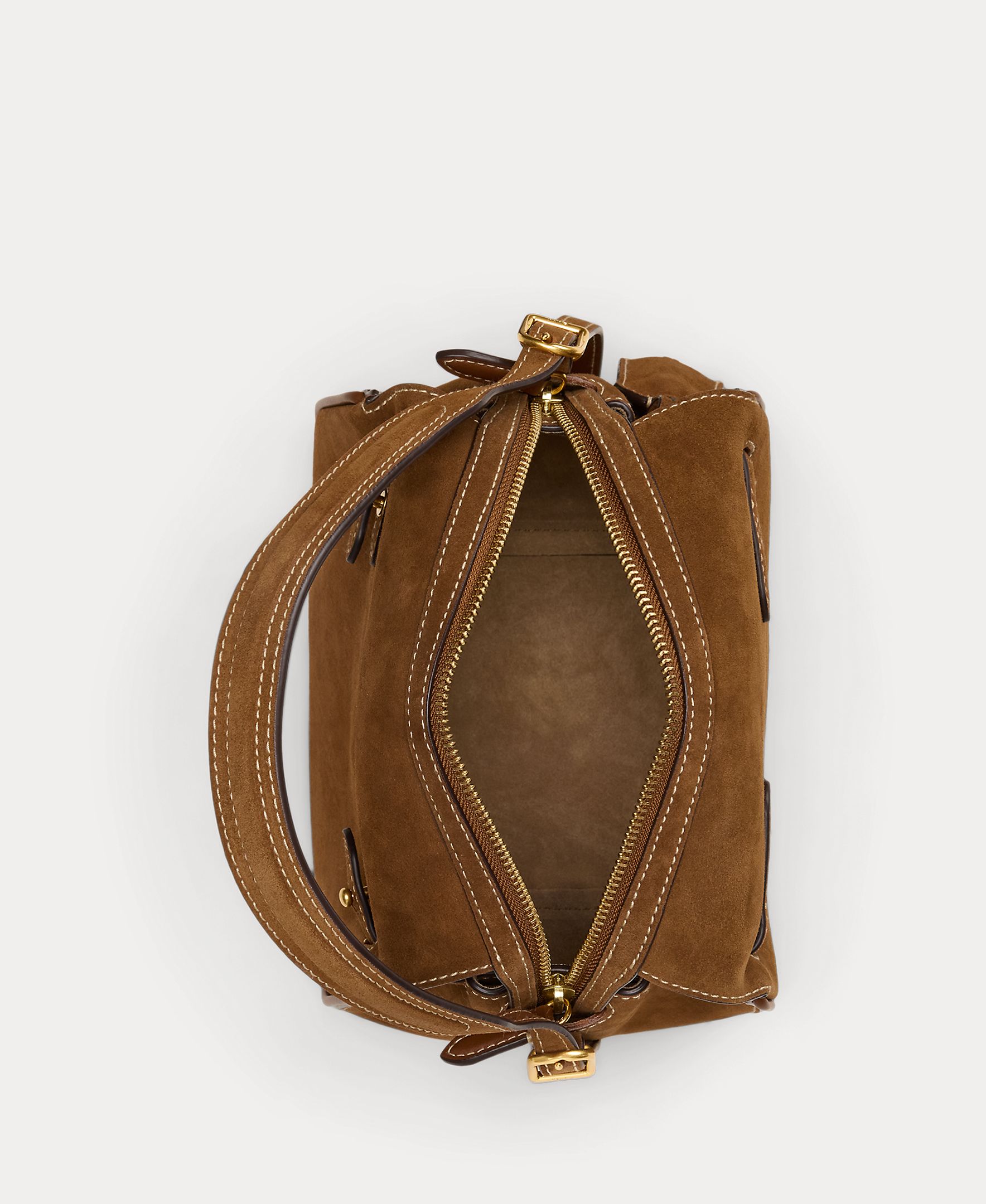 Mala de Mão Satchel Mini em Camurça Castanho-6