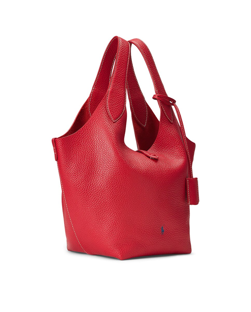 Bolso de hombro Tote de piel - Polo Ralph Lauren - Rojo Rojo-5