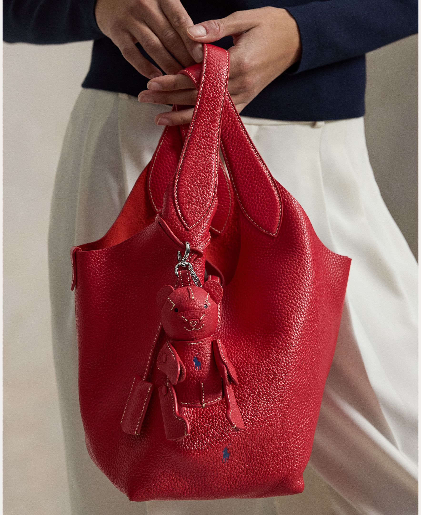 Bolso de hombro Tote de piel - Polo Ralph Lauren - Rojo Rojo-8