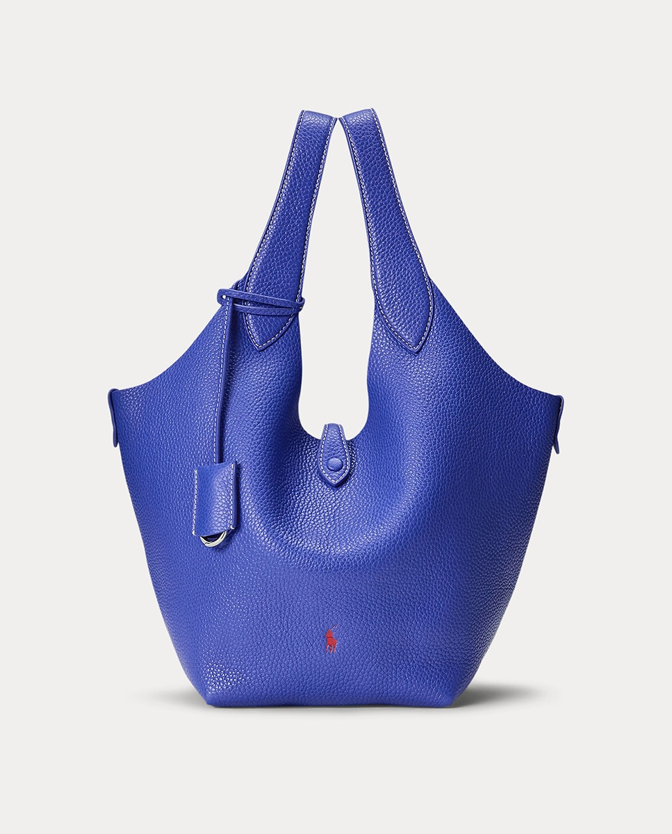 Bolso de hombro Tote de piel - Polo Ralph Lauren - Azul índigo Azul índigo-1
