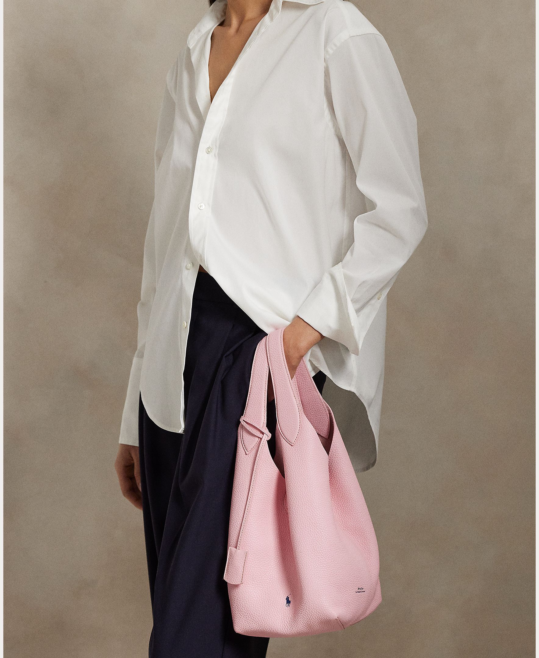 Bolso de hombro Tote de piel - Polo Ralph Lauren - Rosa Rosa-8