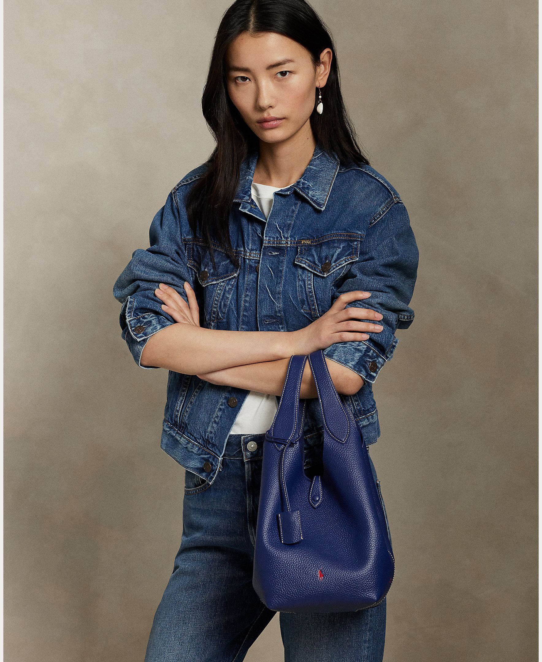 Bolso de hombro Tote de piel - Polo Ralph Lauren - Azul marino Azul marino-7