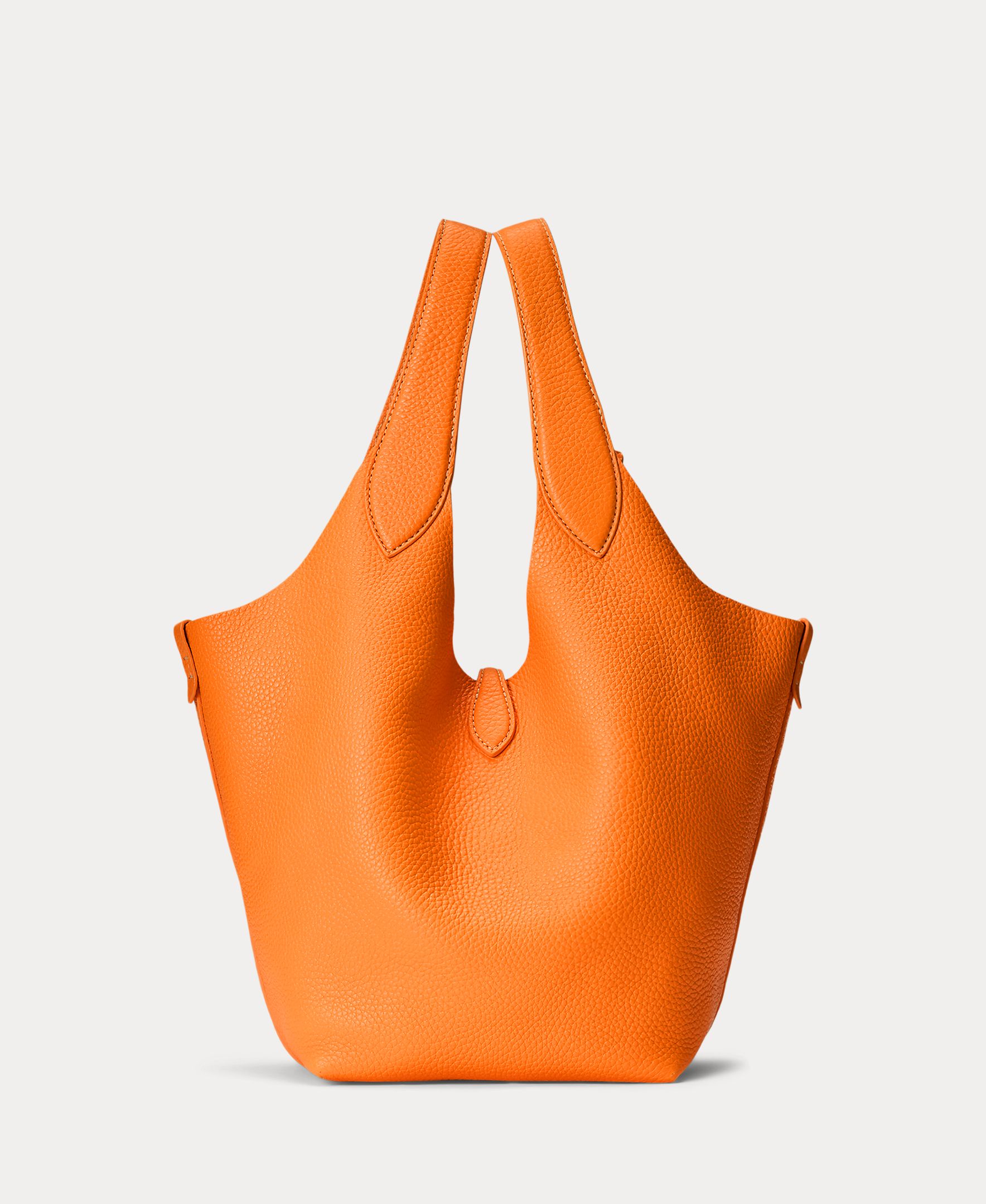 Mala de Ombro Tipo Tote em Pele Laranja-5