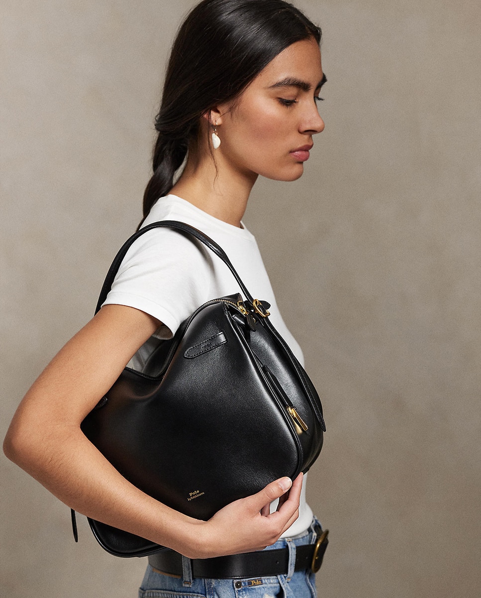 Mala de Ombro Satchel Polo ID em Pele Preto-7