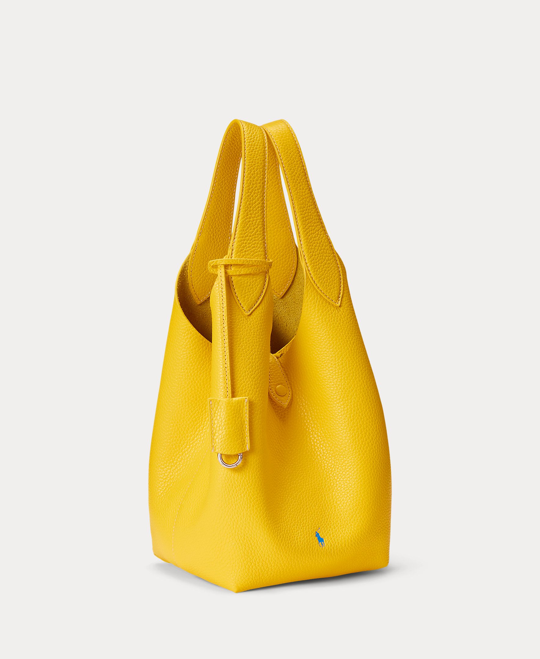 Mala de Ombro Tipo Tote Polo Play em Pele Amarelo-3