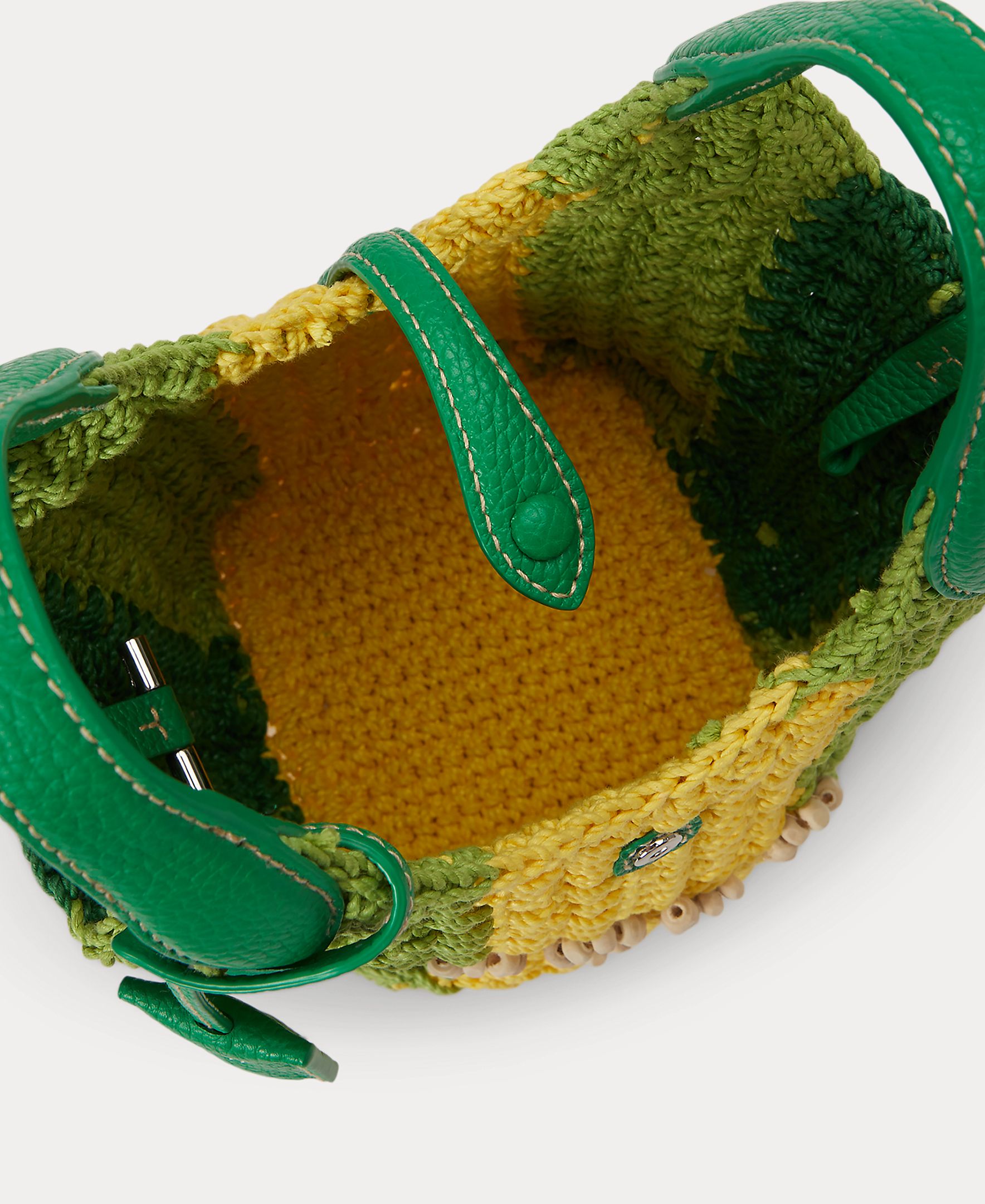 Mala a Tiracolo Polo Play em Crochet e Pele Verde-4
