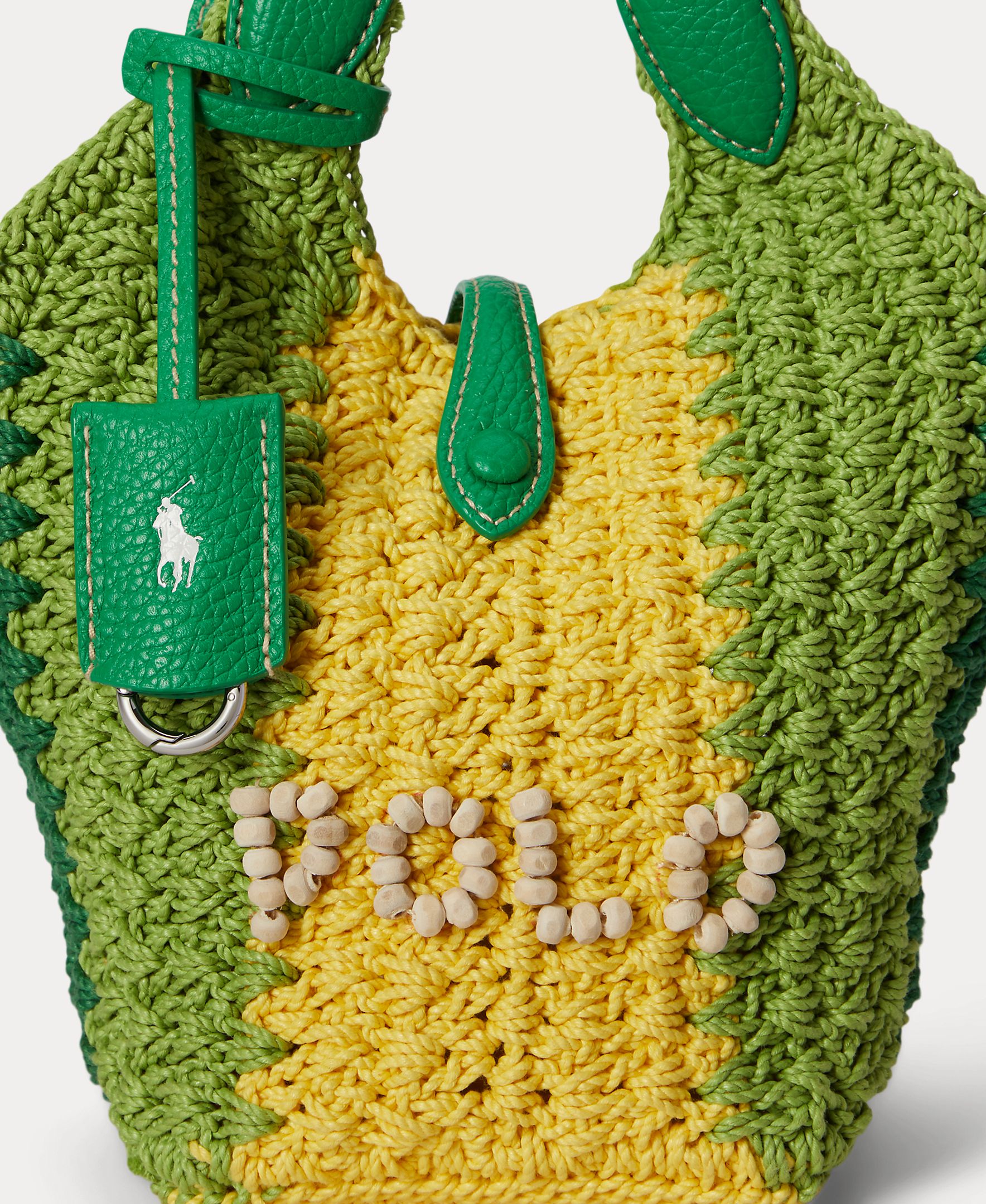 Mala a Tiracolo Polo Play em Crochet e Pele Verde-5