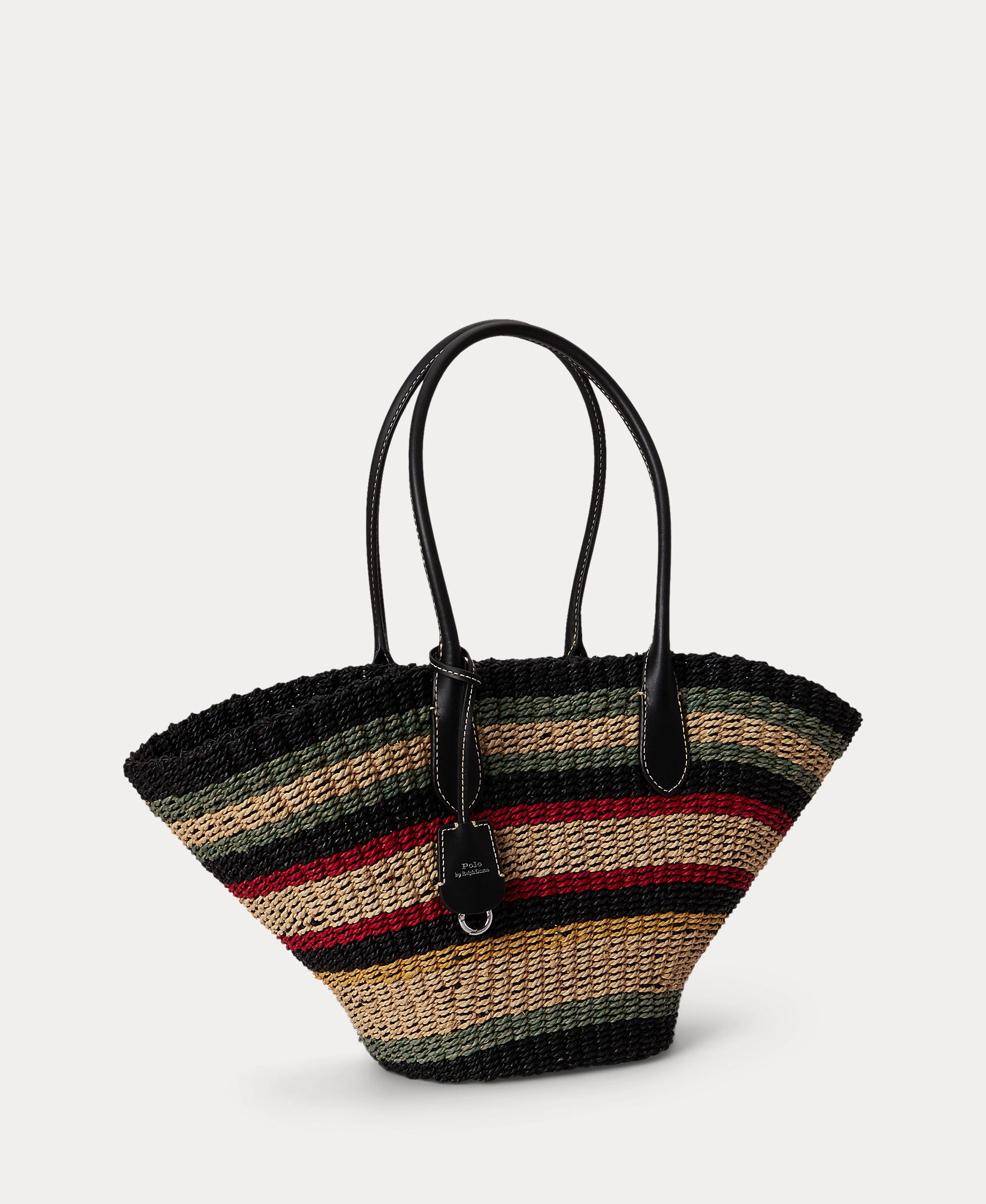 Mala de Ombro Tipo Tote de Ráfia com Alça em Pele Multicolor-2