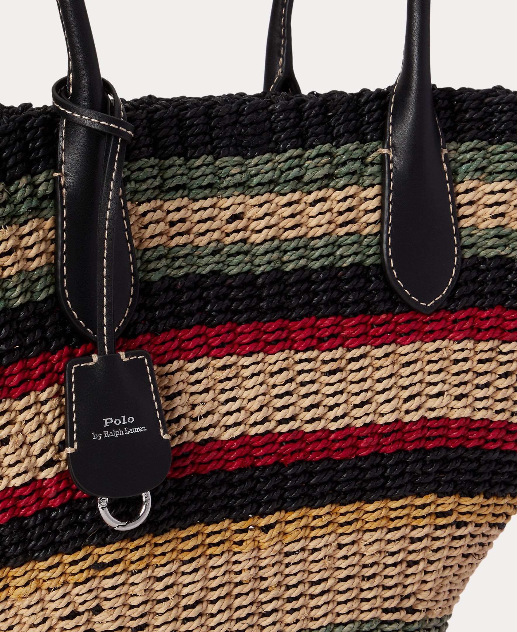 Mala de Ombro Tipo Tote de Ráfia com Alça em Pele Multicolor-5
