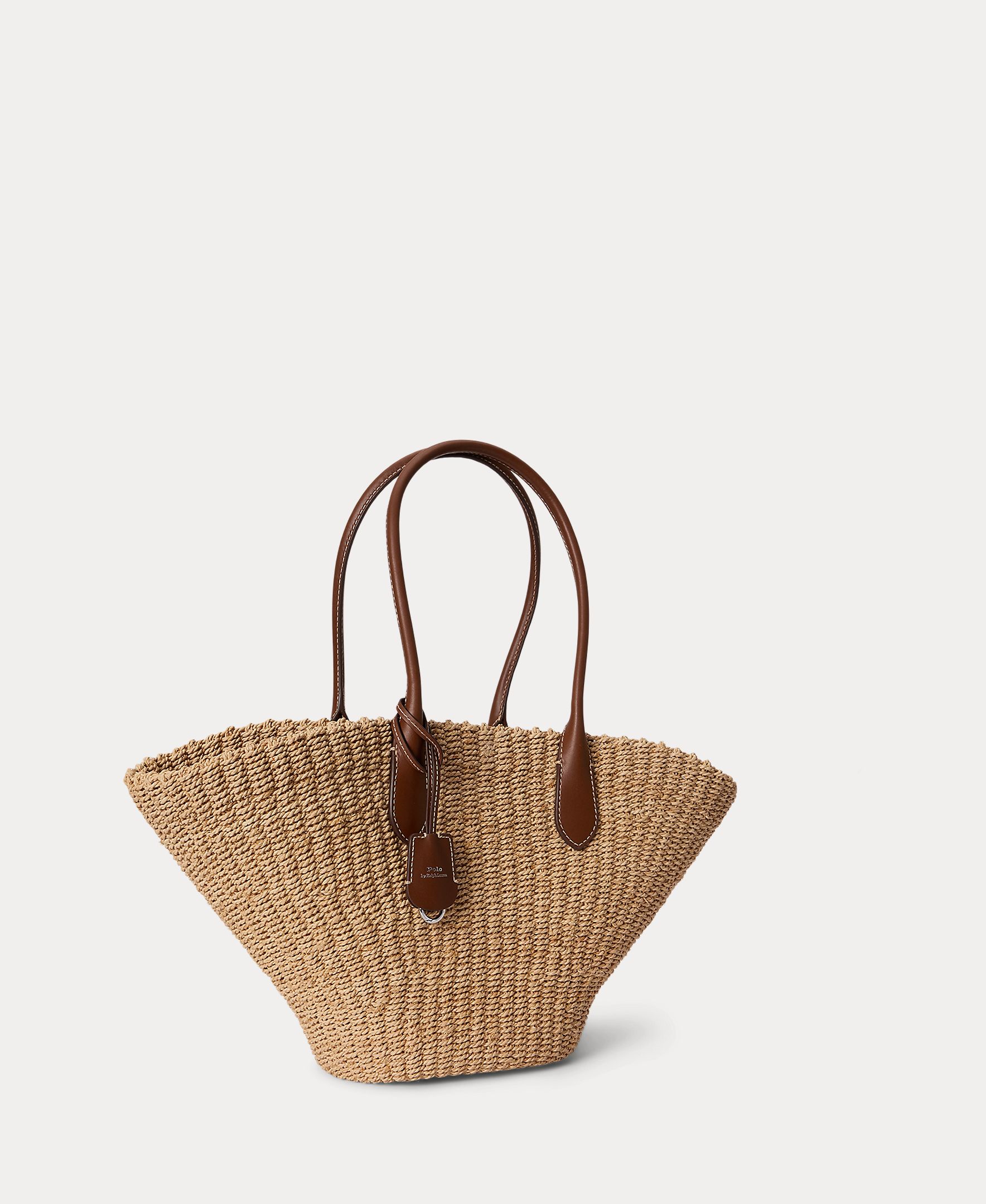 Mala de Ombro Tipo Tote de Ráfia com Alça em Pele Natural-2