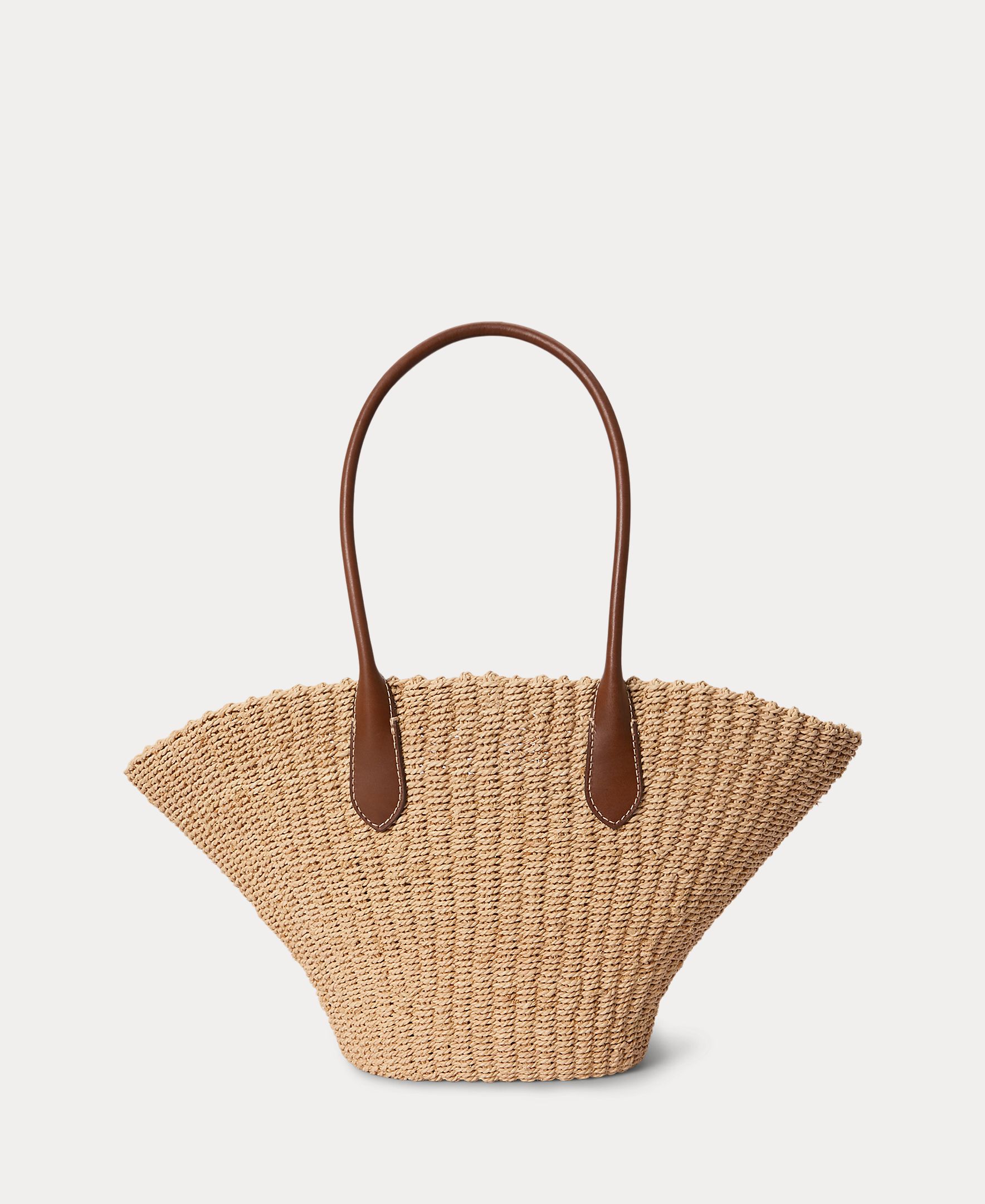 Mala de Ombro Tipo Tote de Ráfia com Alça em Pele Natural-3