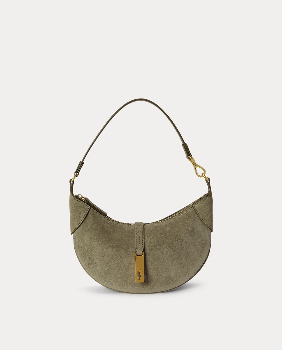 Bolso de hombro Polo ID mini de ante - Polo Ralph Lauren - Verde mate Verde mate-1