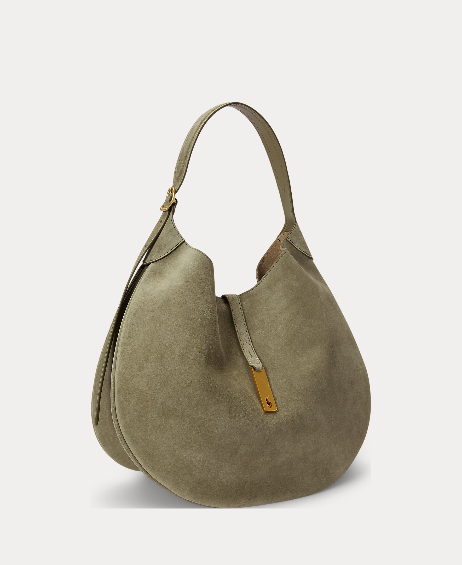 Bolso de hombro Polo ID de ante mediano - Polo Ralph Lauren - Verde mate Verde mate-3