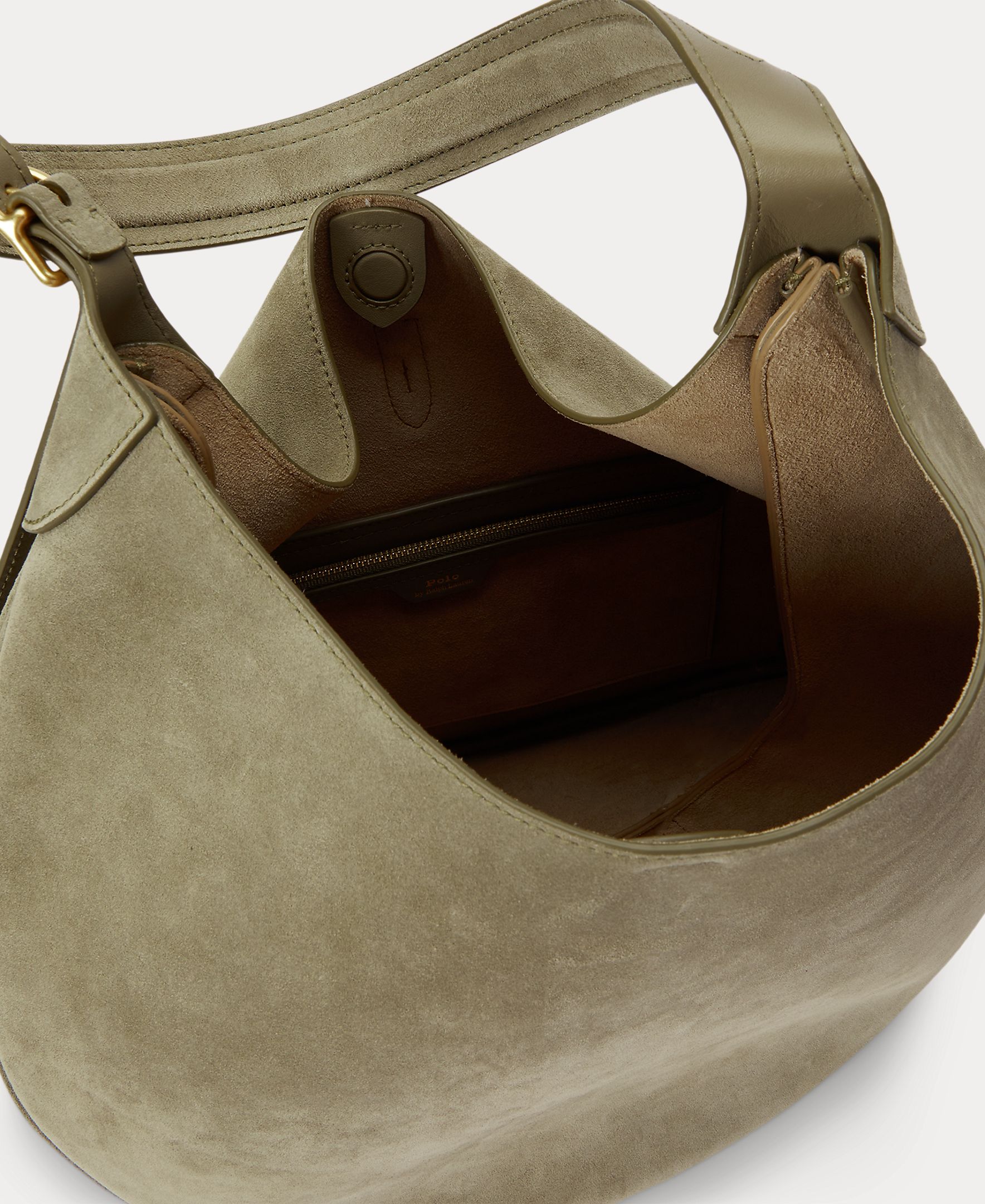 Bolso de hombro Polo ID de ante mediano - Polo Ralph Lauren - Verde mate Verde mate-5