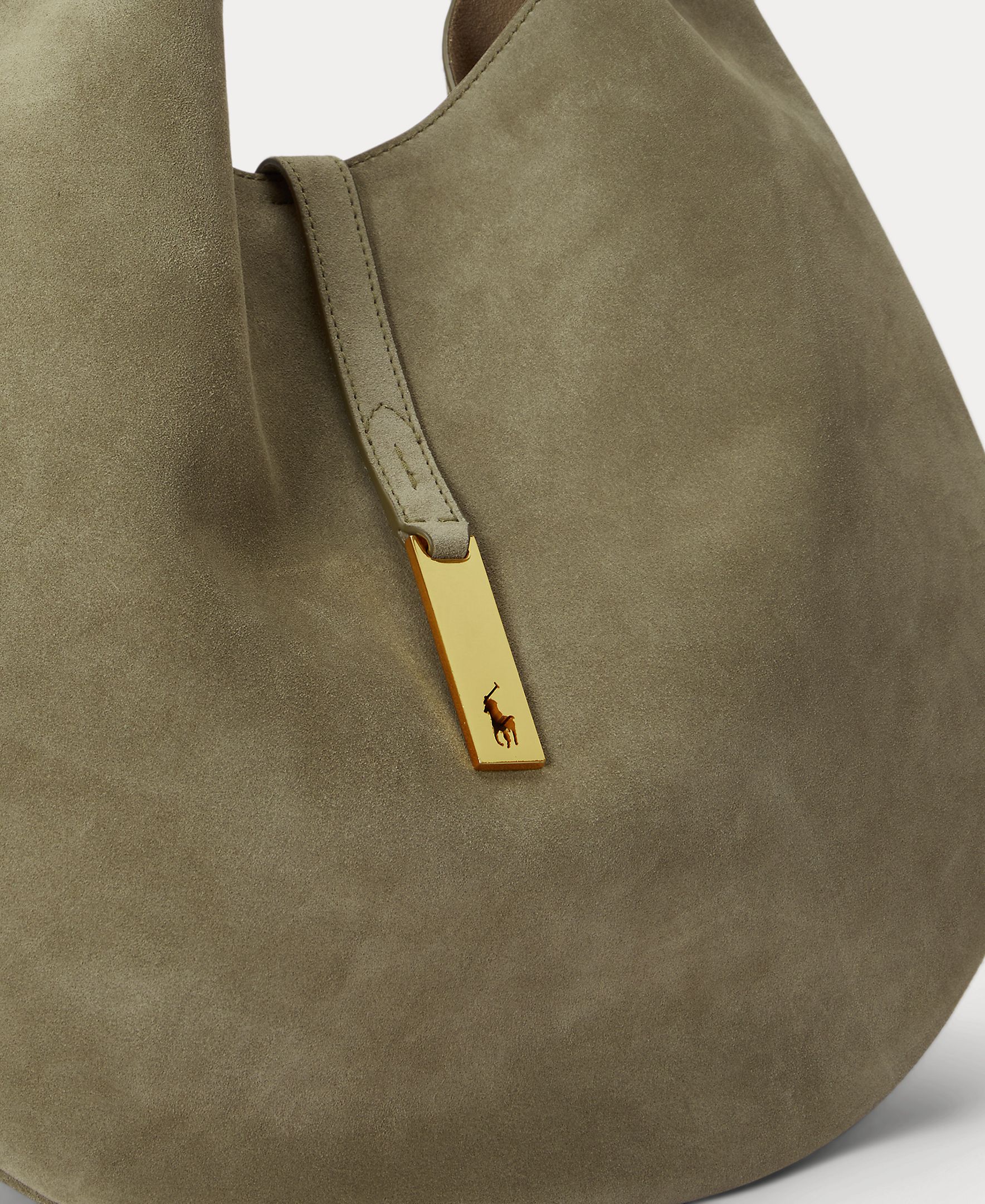 Bolso de hombro Polo ID de ante mediano - Polo Ralph Lauren - Verde mate Verde mate-6