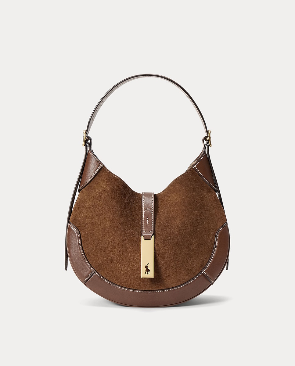 Imagen 0 de Bolso de hombro Polo ID de ante pequeño Marrón