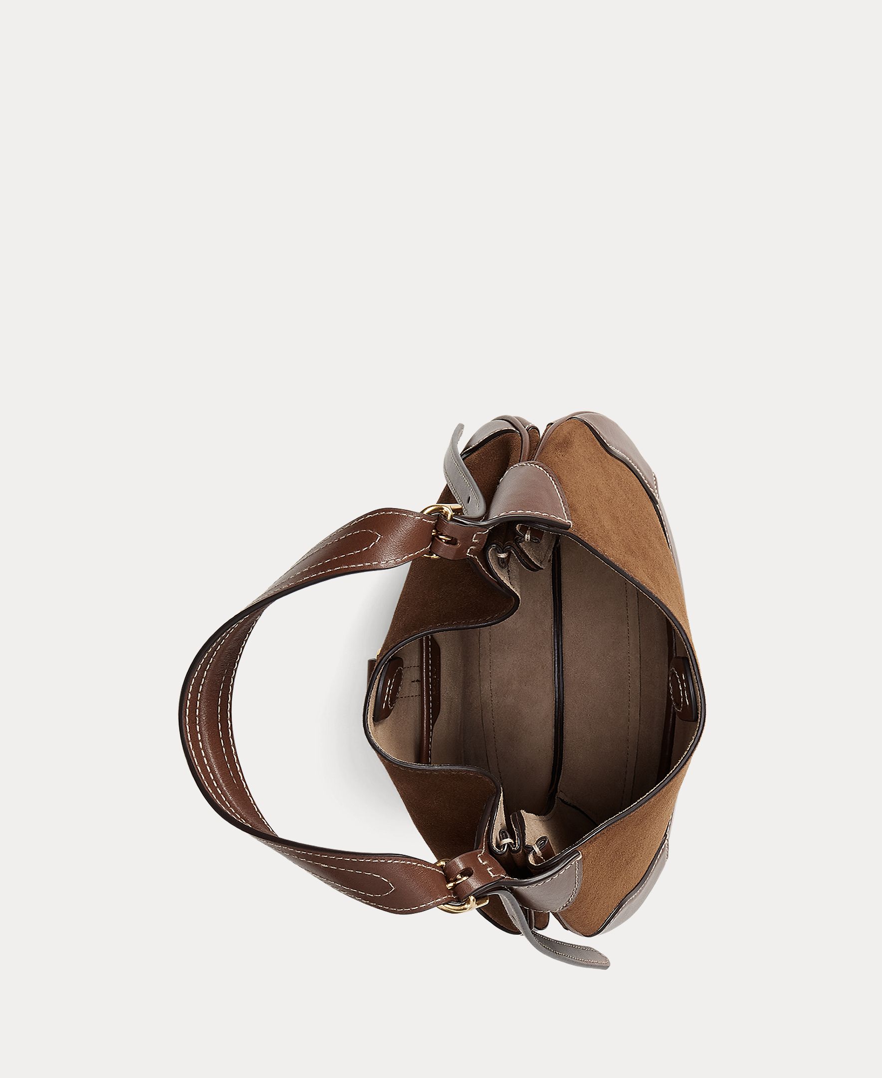 Bolso de hombro Polo ID de ante pequeño - Polo Ralph Lauren - Marrón Marrón-5