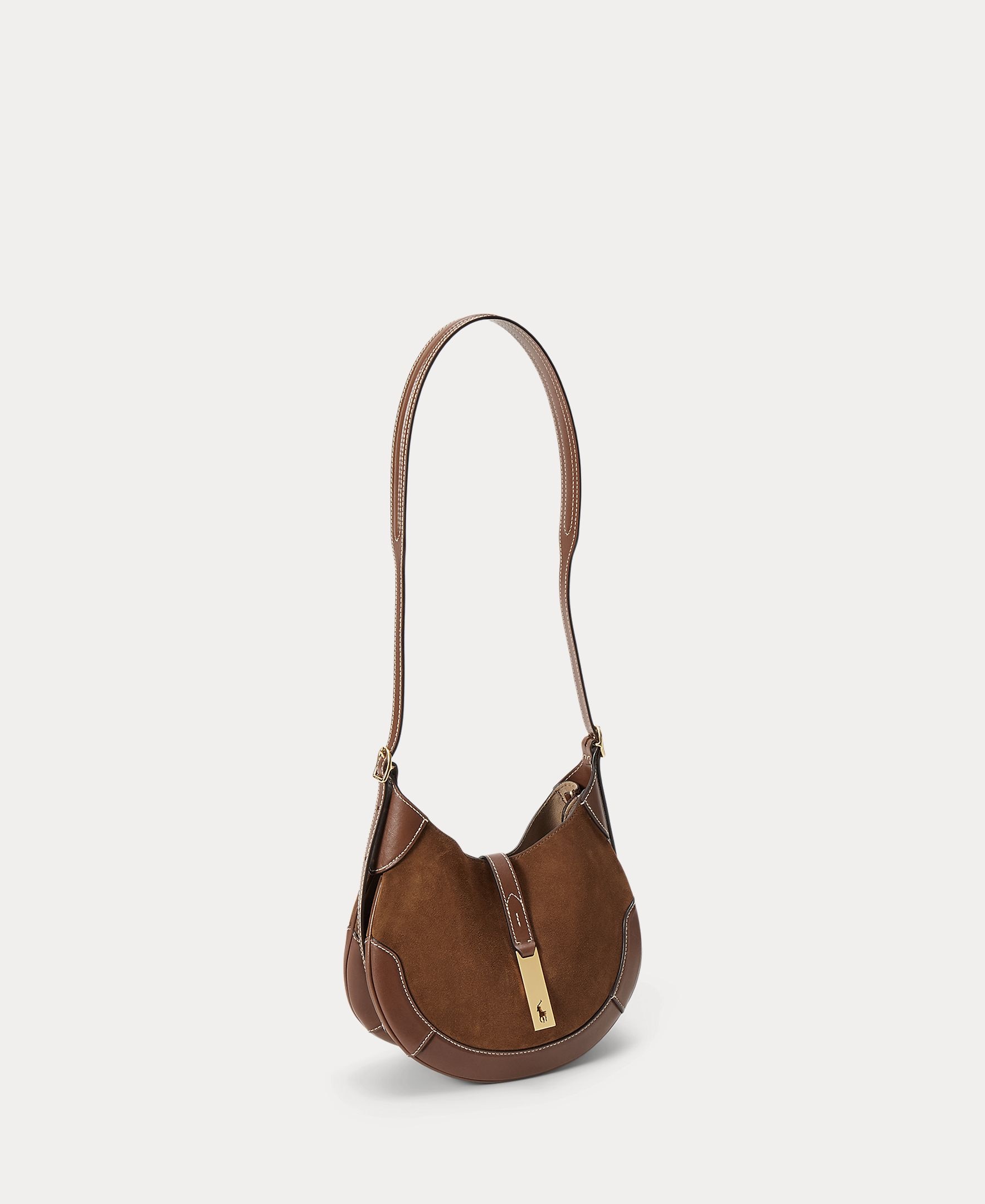 Bolso de hombro Polo ID de ante pequeño - Polo Ralph Lauren - Marrón Marrón-7