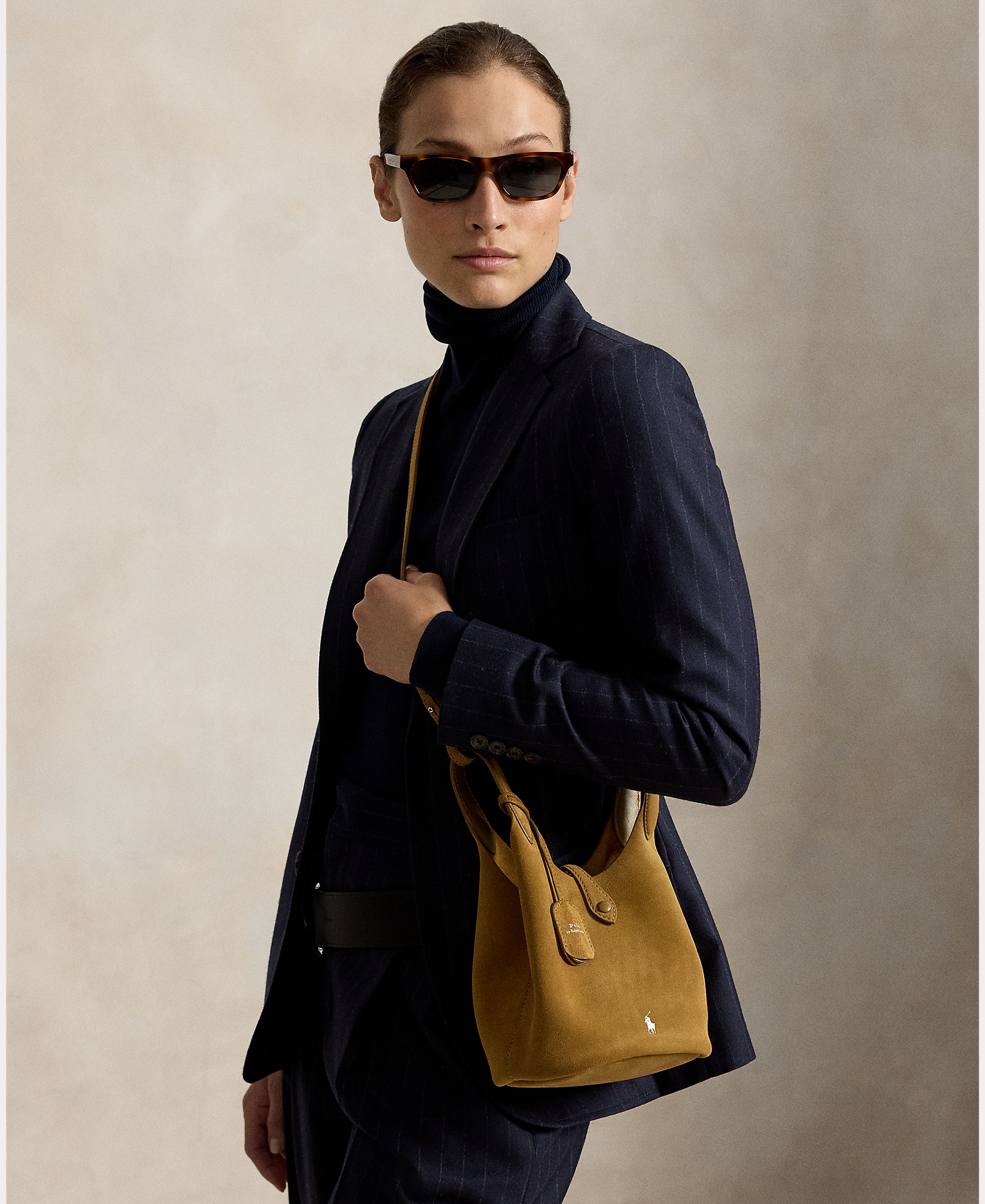 Bandolera de mujer Polo Play de ante pequeña - Polo Ralph Lauren - Camel Camel-6