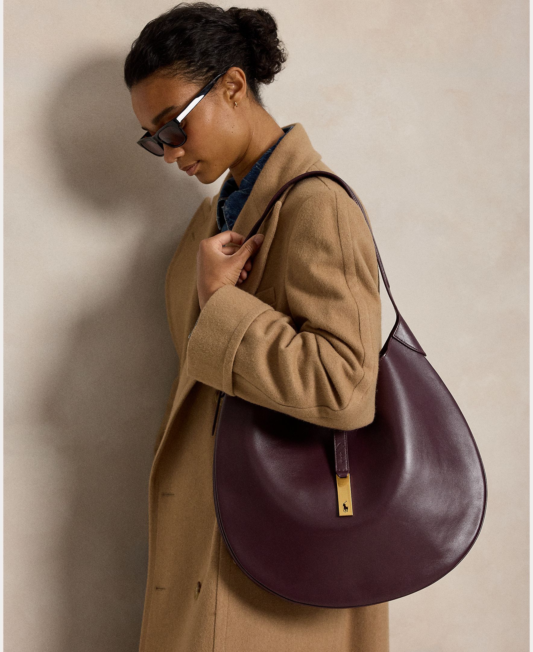 Bolso de hombro Polo ID de piel mediano - Polo Ralph Lauren - Granate Granate-7