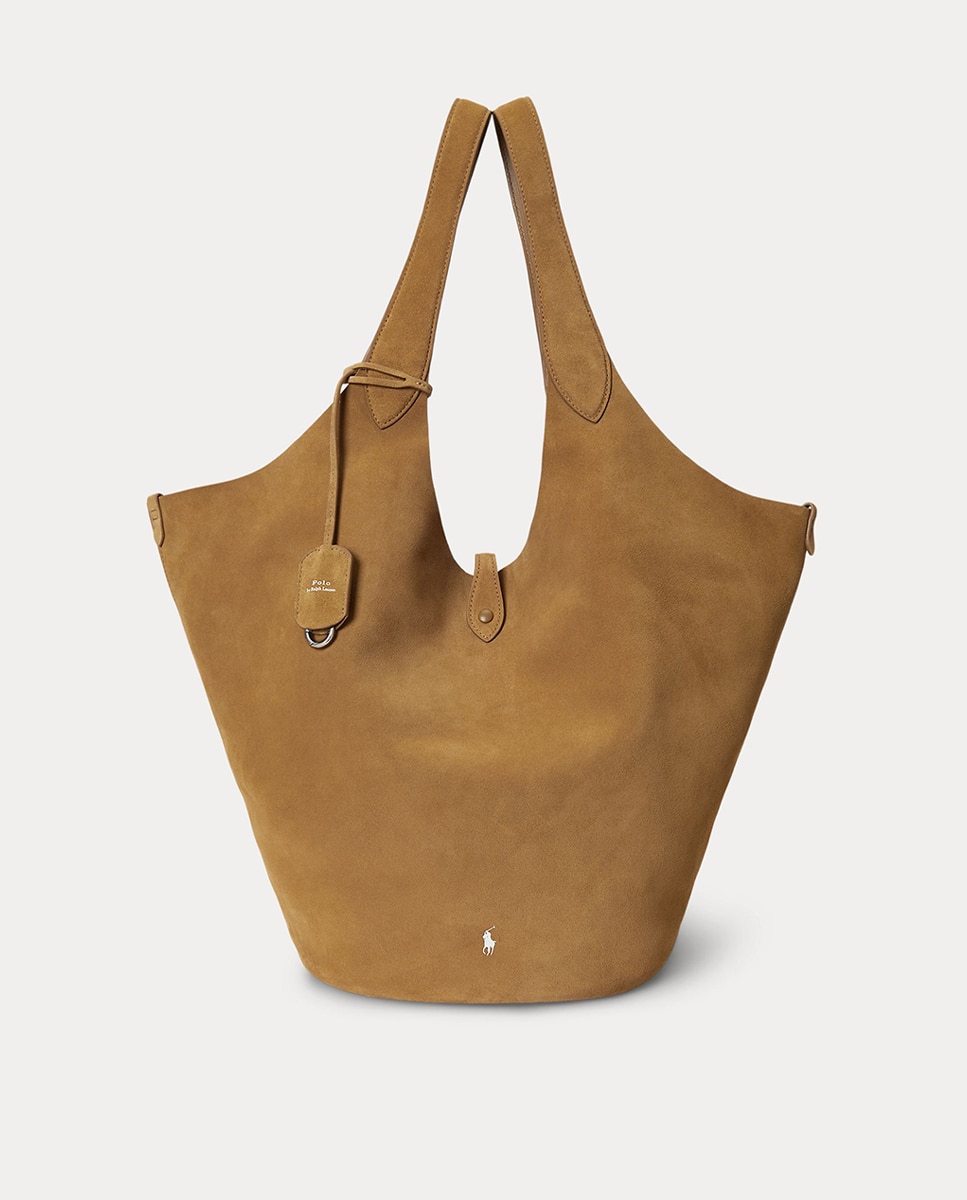 Bolso de hombro tote Polo Play de ante grande - Polo Ralph Lauren - Camel Camel-1