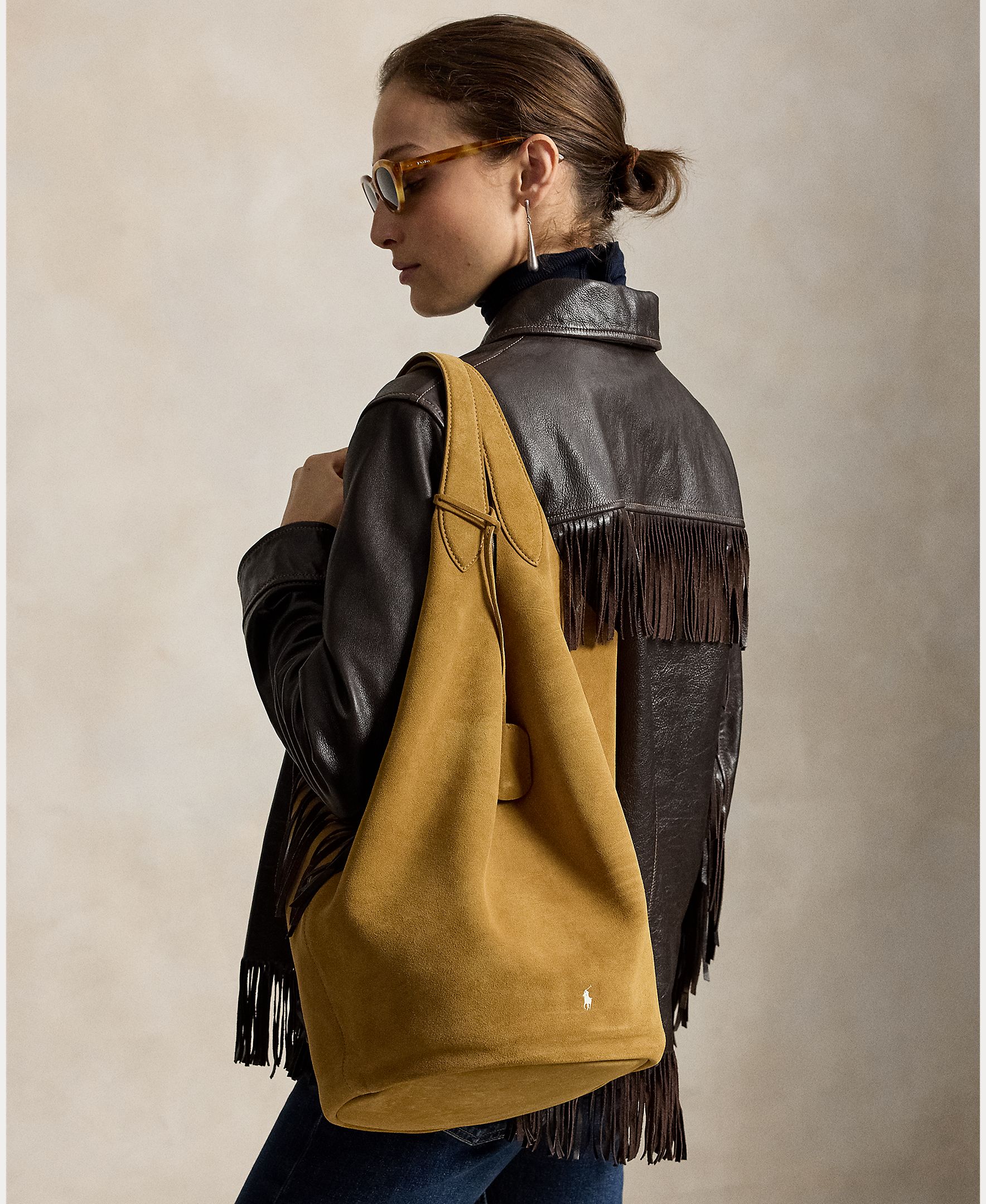 Bolso de hombro tote Polo Play de ante grande - Polo Ralph Lauren - Camel Camel-6