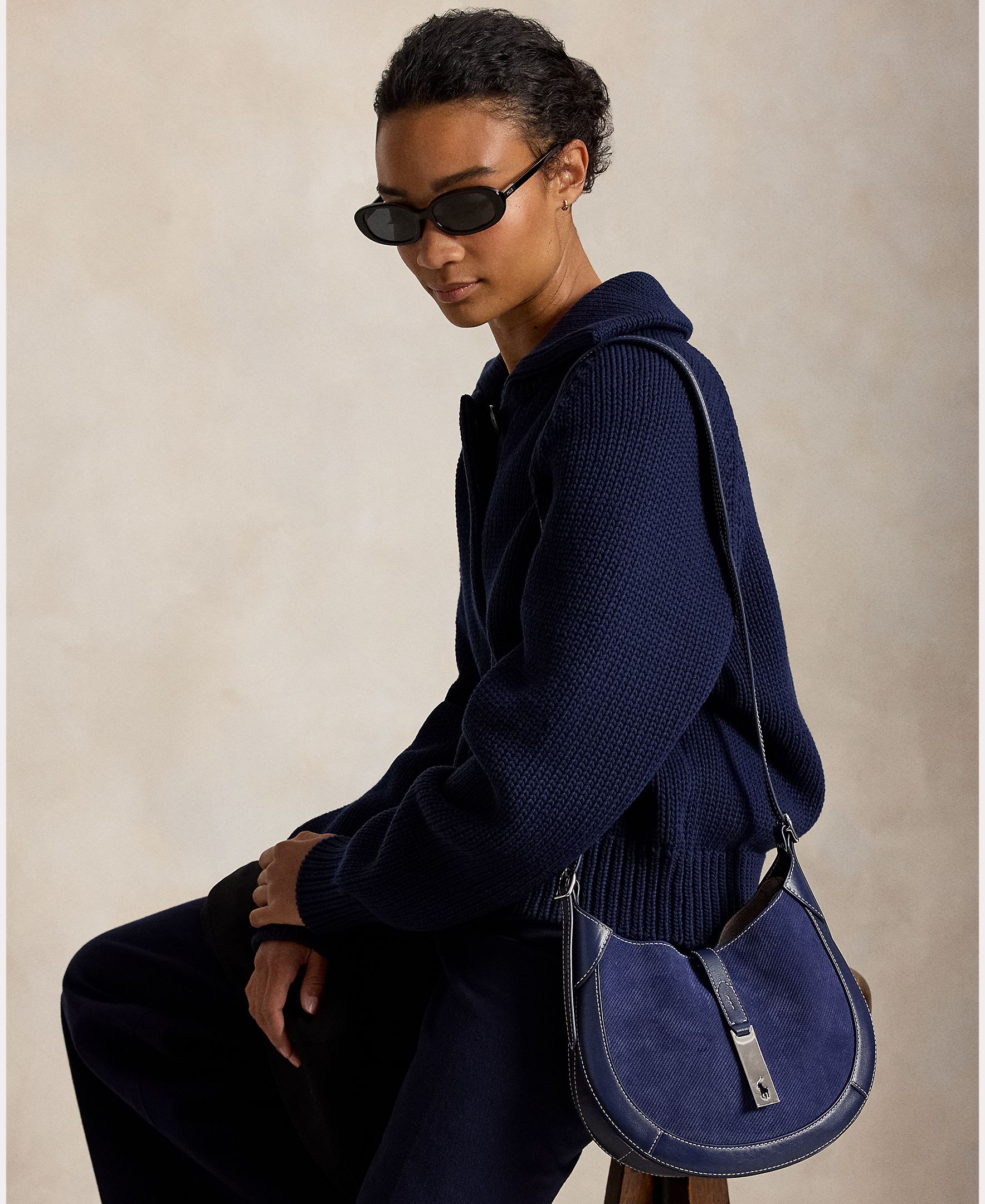 Bolso de hombro Polo ID de ante pequeño - Polo Ralph Lauren - Negro Negro-9