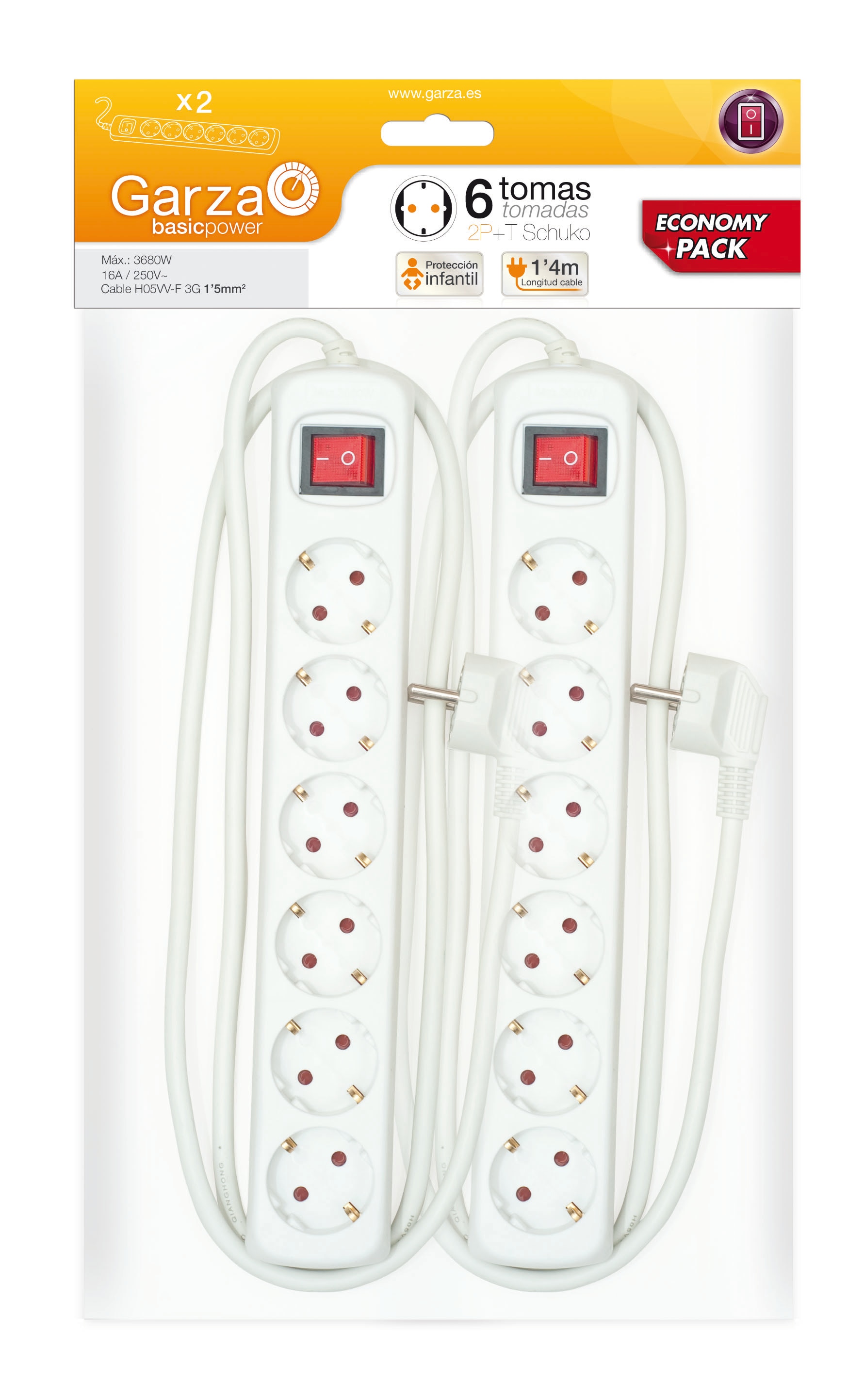 Imagem 0 de Bloco de 6 Tomadas Shucko (2 unidades)