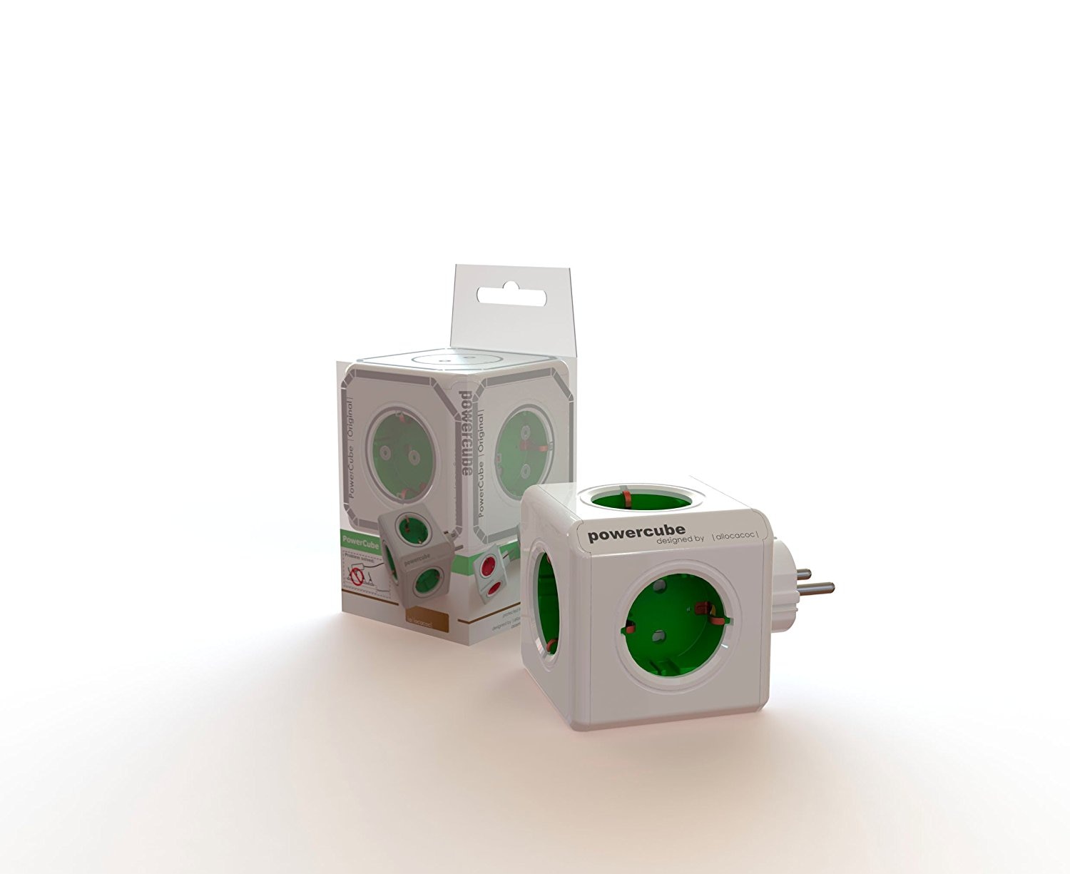 Regleta eléctrica cubo 5 tomas schuko Blanco / Verde-12