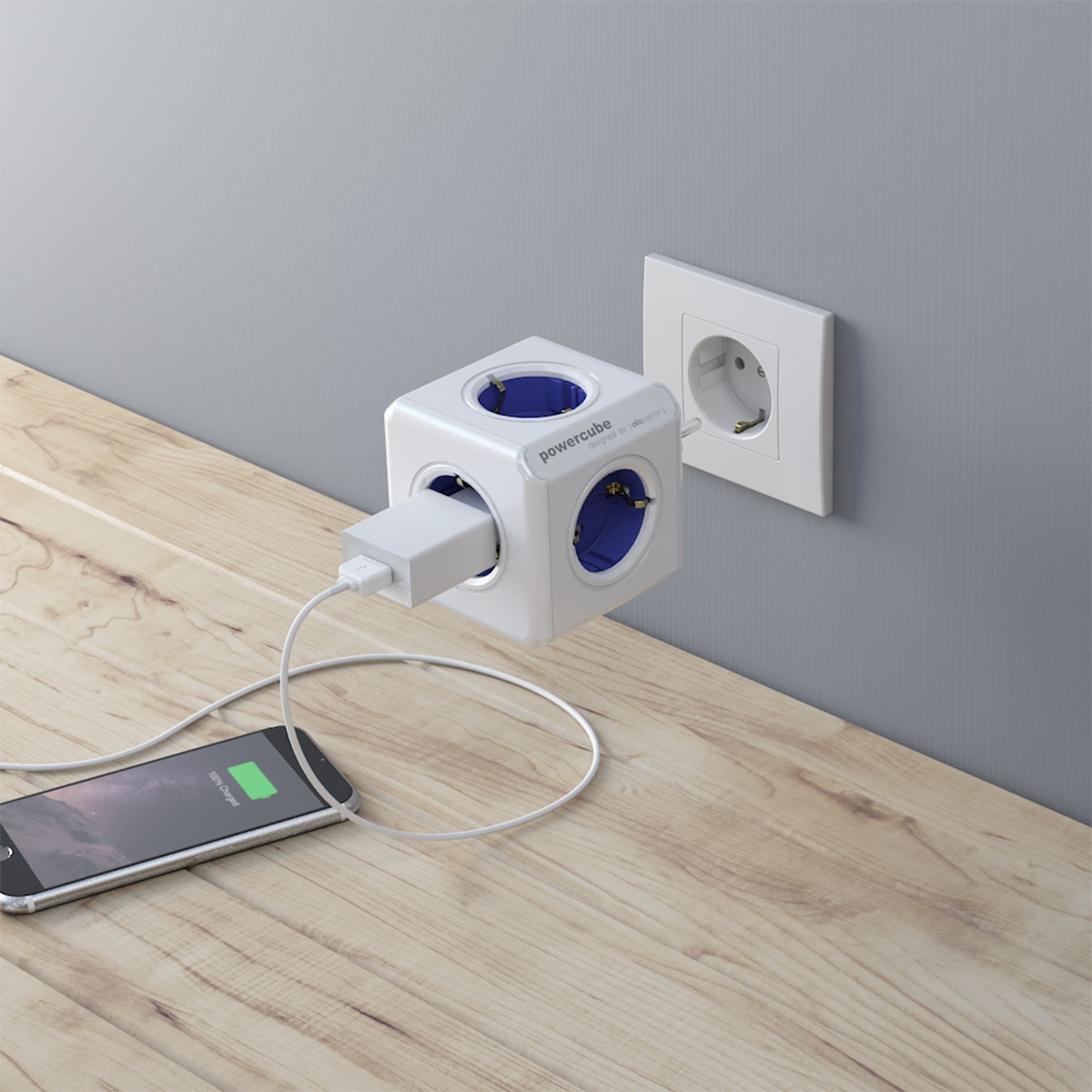 Regleta eléctrica cubo 4 tomas schuko + 2 tomas USB Blanco-2