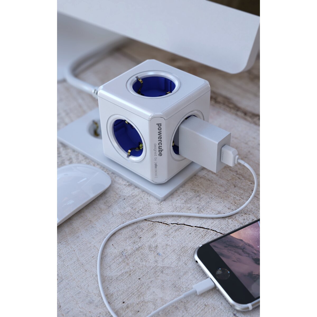 Regleta eléctrica cubo 4 tomas schuko + 2 tomas USB Blanco-3