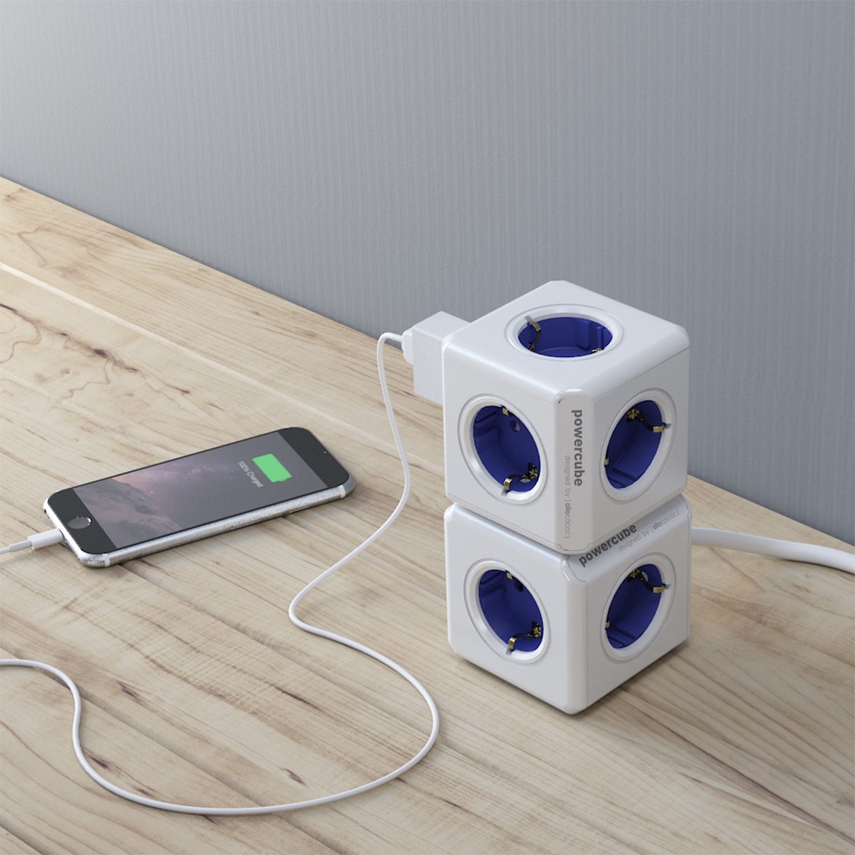 Regleta eléctrica cubo 4 tomas schuko + 2 tomas USB Blanco-4