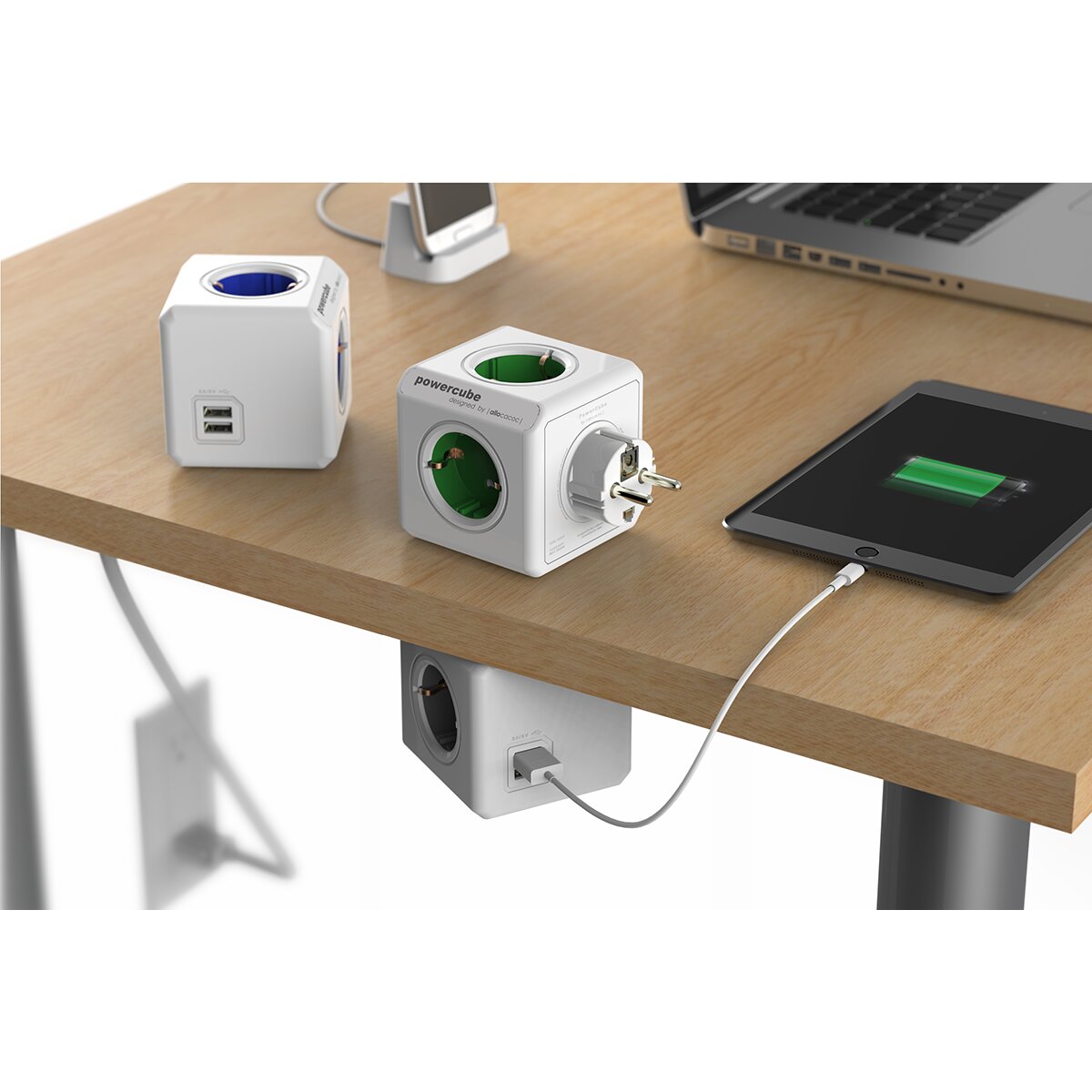 Regleta eléctrica cubo 4 tomas schuko + 2 tomas USB Blanco-10