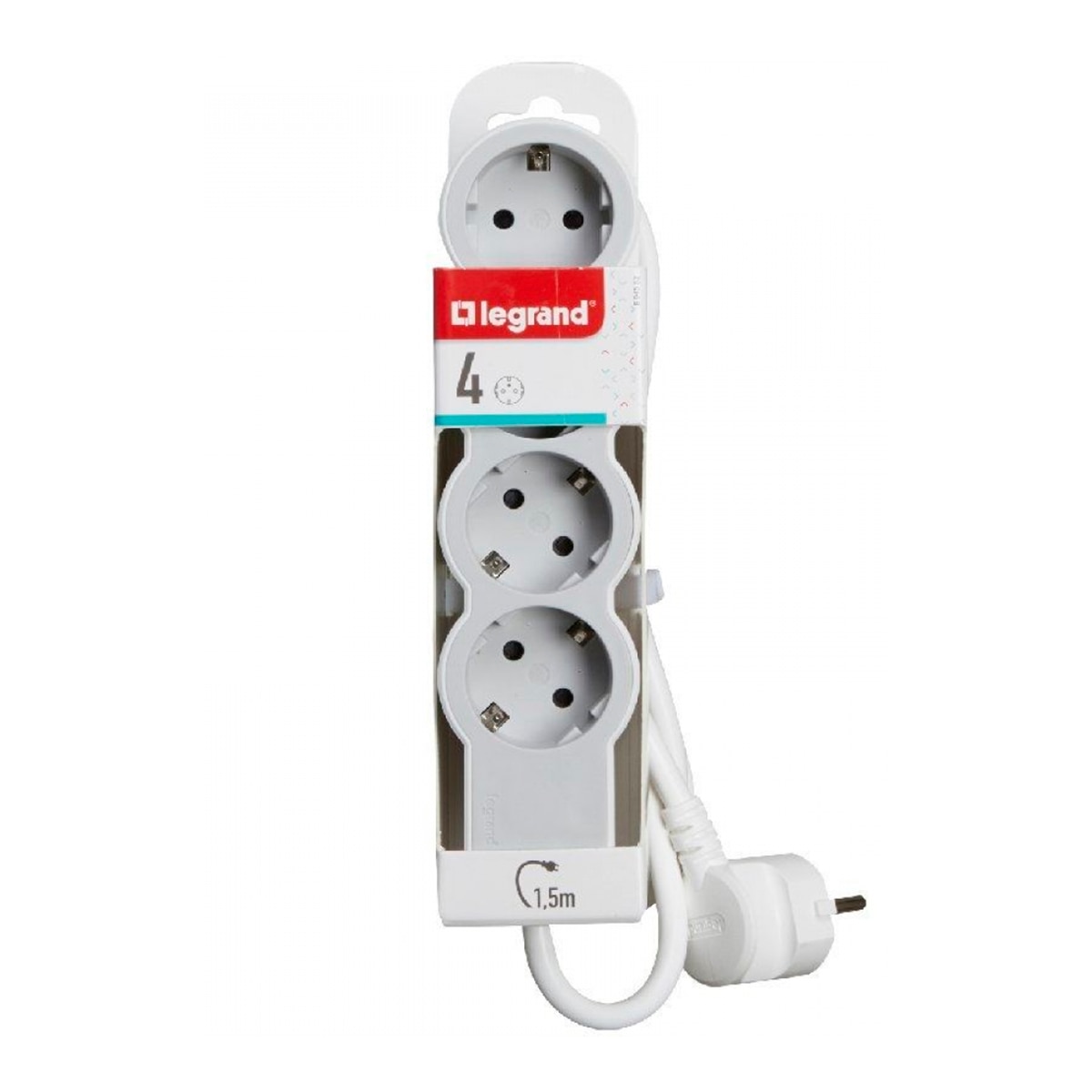 Bloco de 4 Tomadas Schuko Branco / Cinzento-1