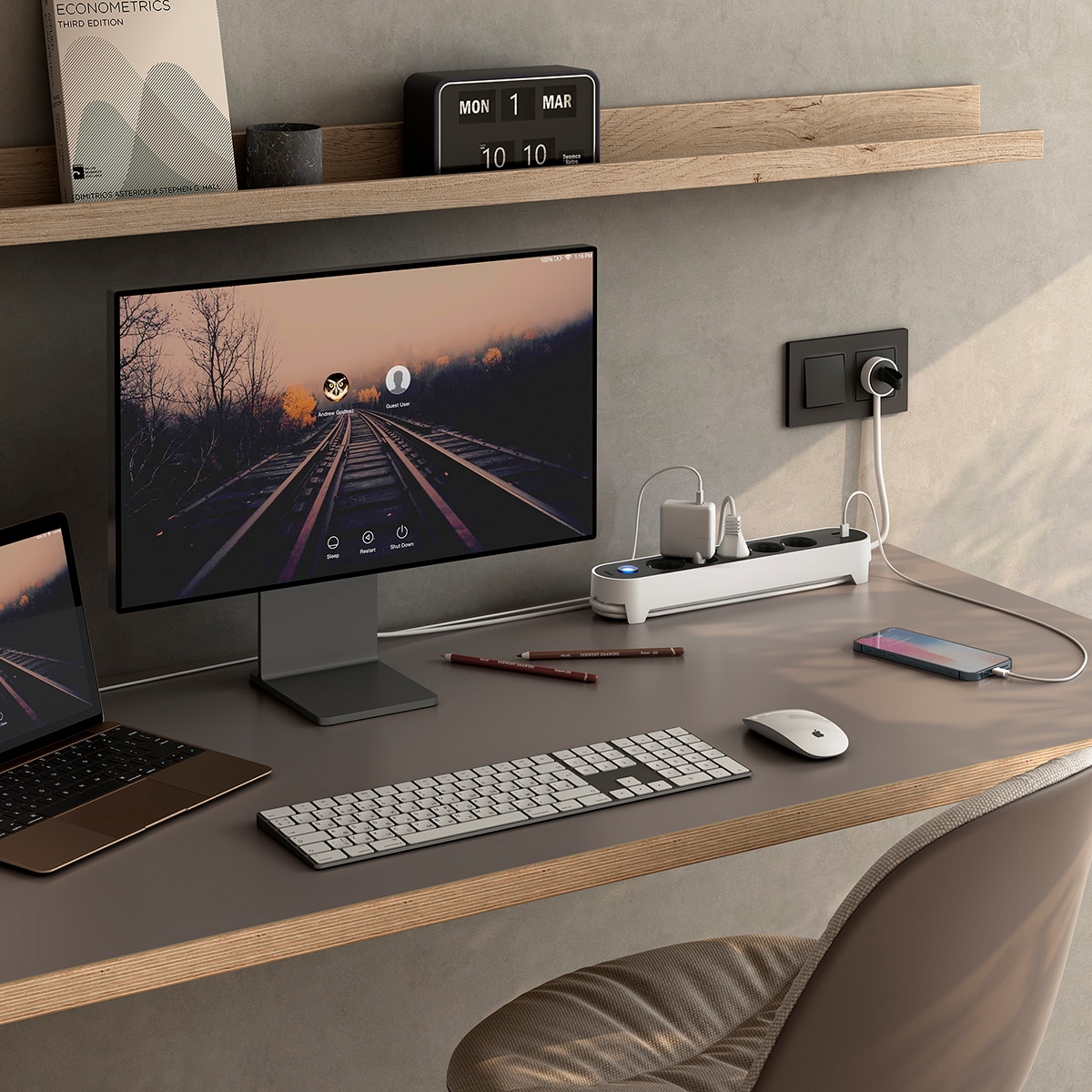 Base múltiple Plug 2 USB carga rápida 18W con interruptor y clavija extraplana Simon Blanco - Negro-7