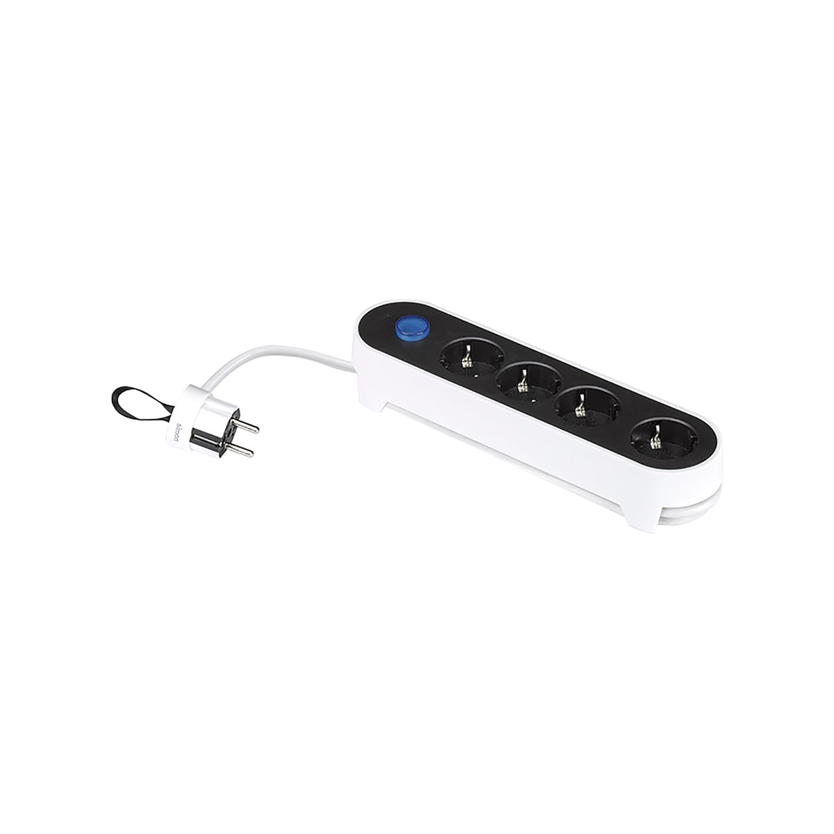 Base múltiple Plug con interruptor y clavija extraplana Simon Blanco - Negro-1