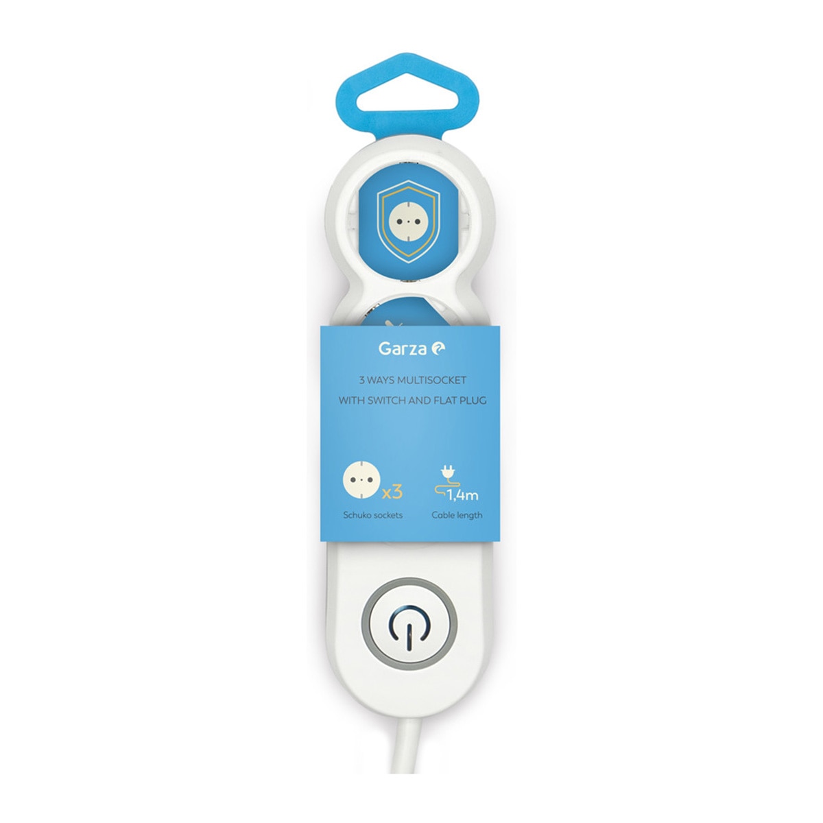 Bloco de 3 Tomadas Schuko com Tomadas + Interruptor - 1,4 m Branco / Cinzento-7