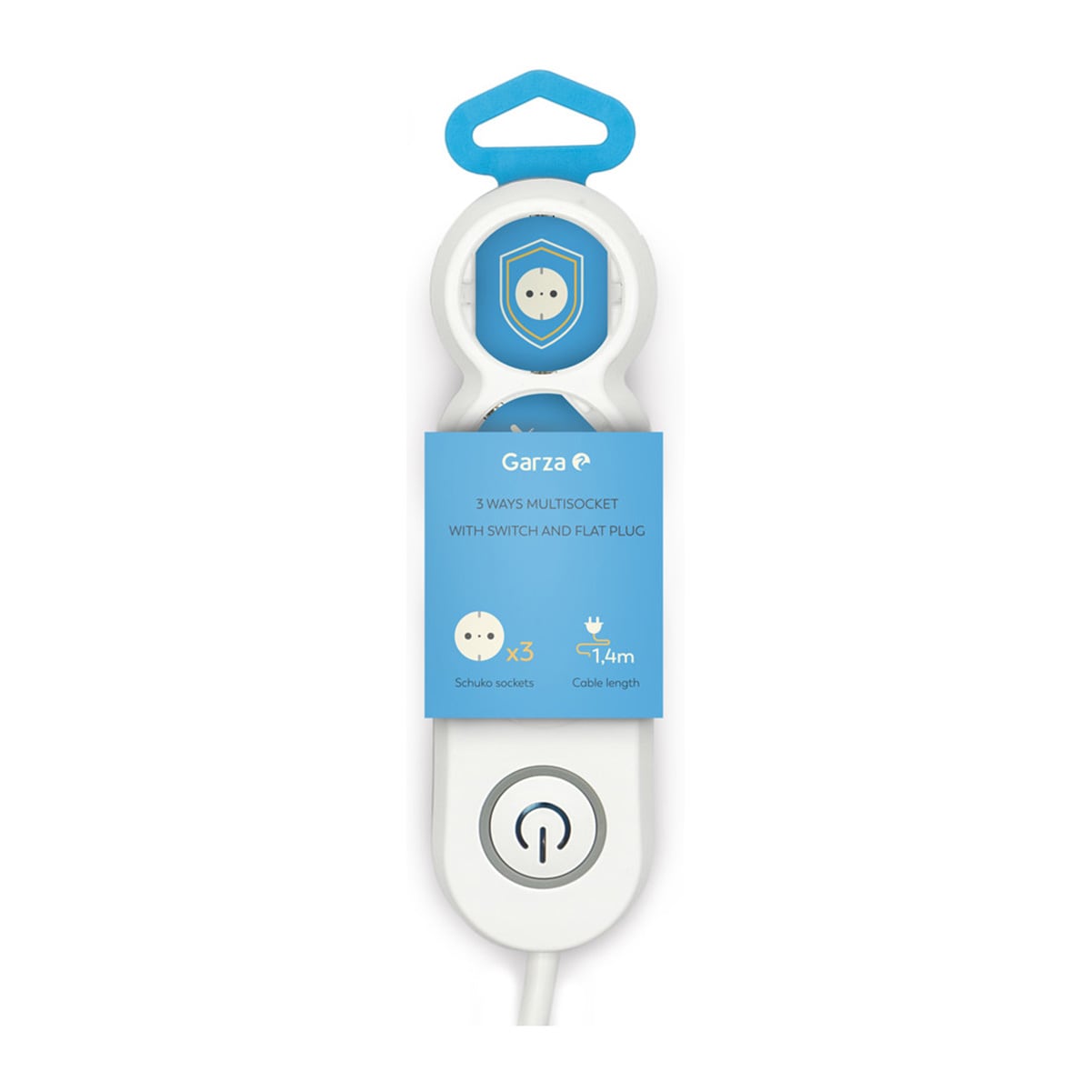 Regleta 3 Tomas Schuko con Enchufe Plano Design 1,4 m + Interruptor Blanco / Gris-7