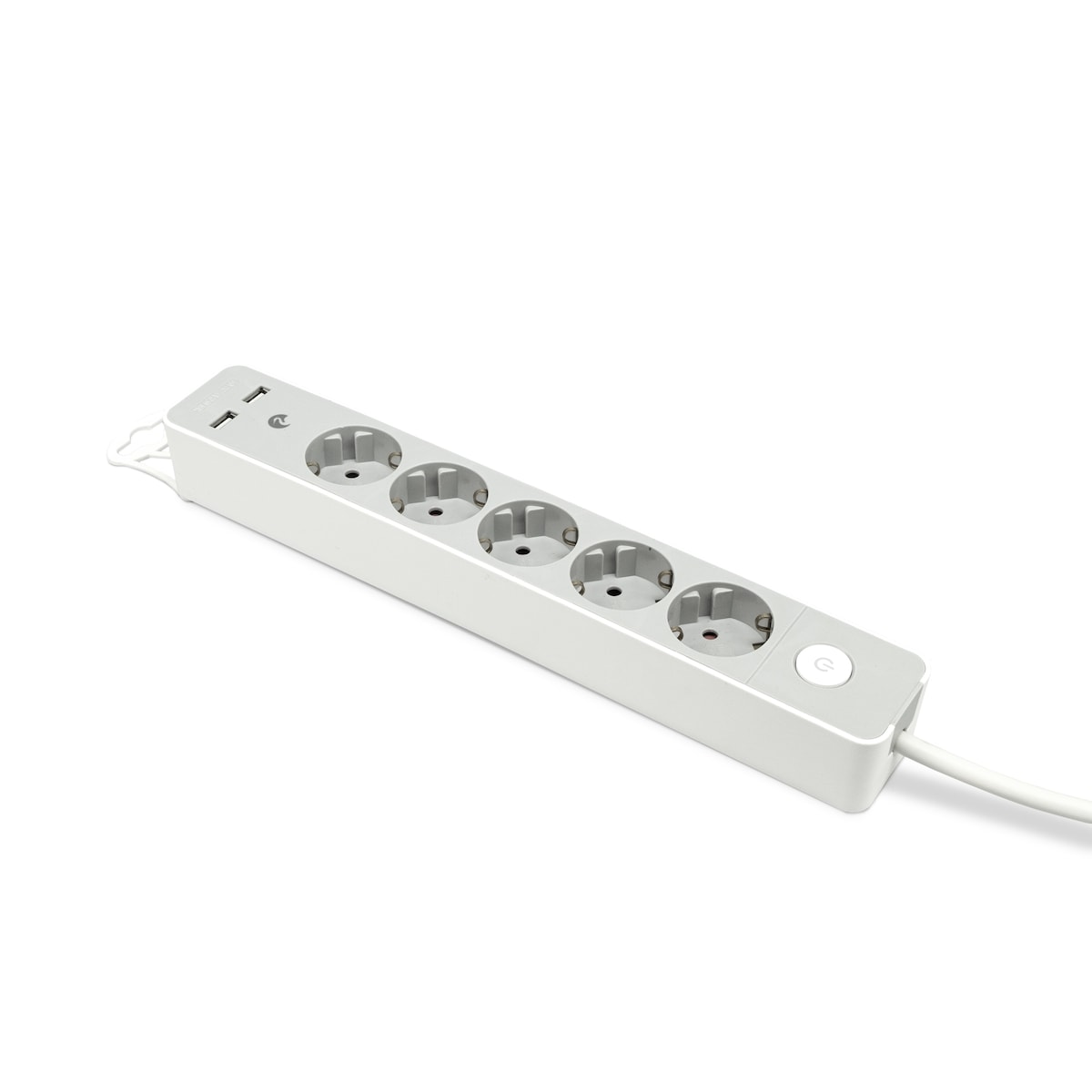 Regleta 5 Tomas Schuko con Enchufe Plano Design 1,4 m + 2 USB + Interruptor Gris-1